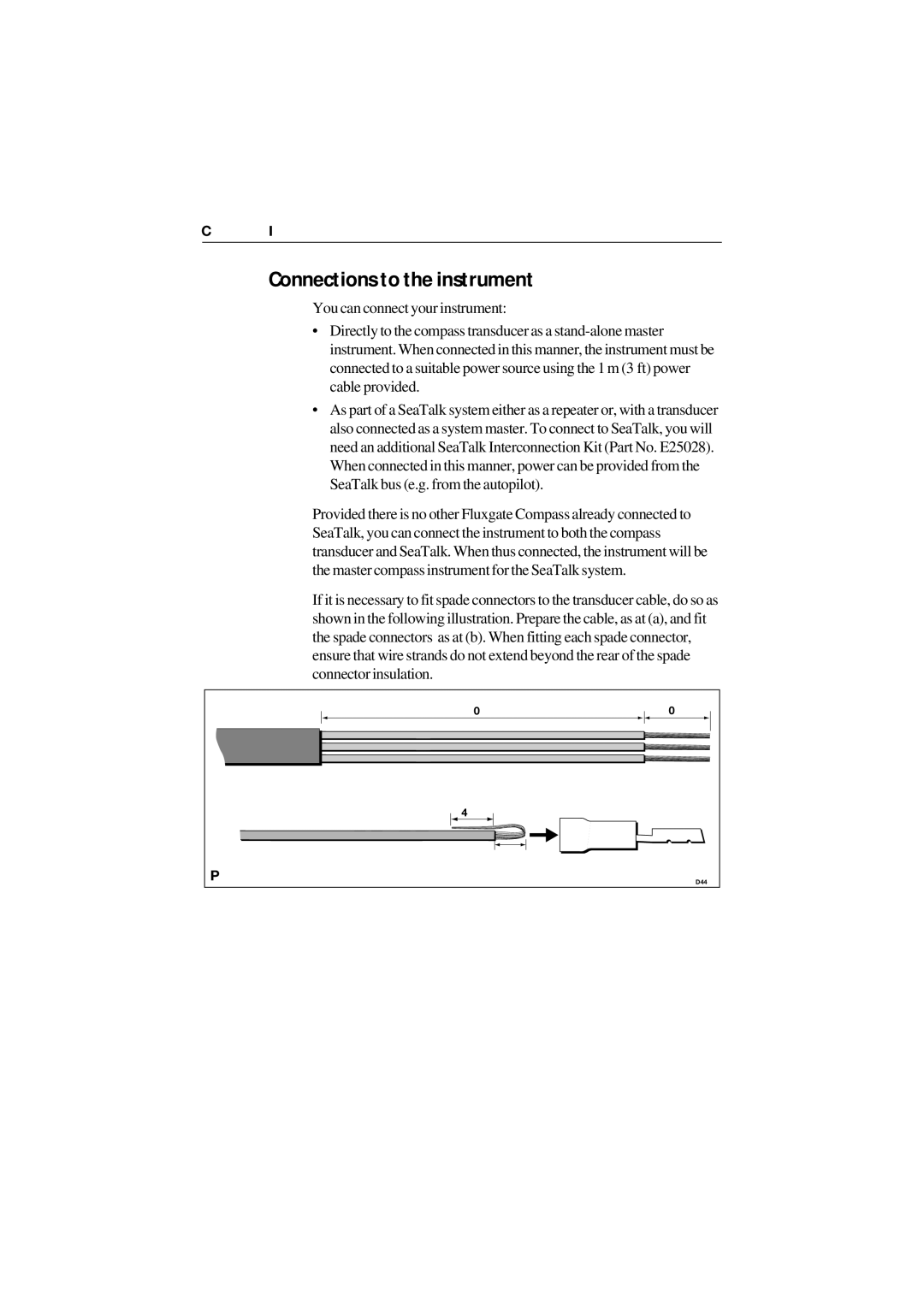 Raymarine ST40 manual Connections to the instrument 