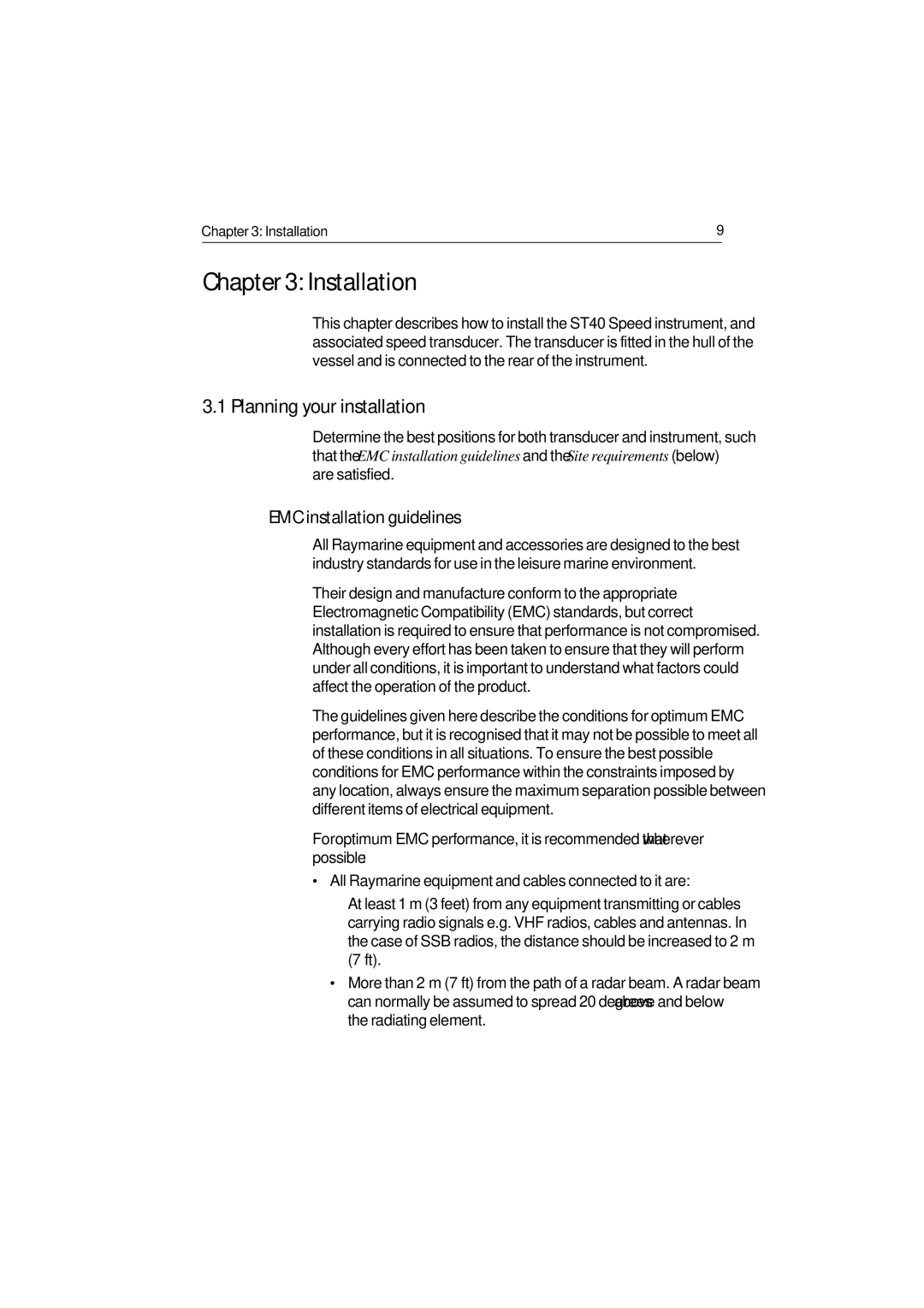 Raymarine ST40 manual Installation, Planning your installation, EMC installation guidelines 