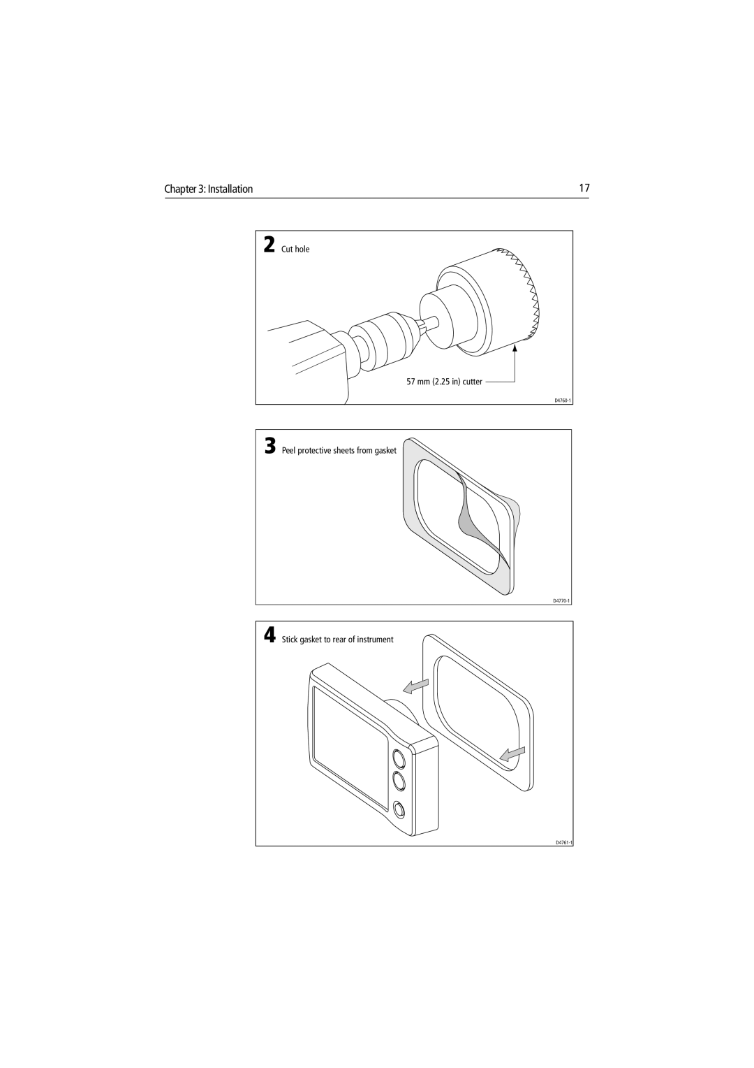 Raymarine ST40 manual Cut hole 