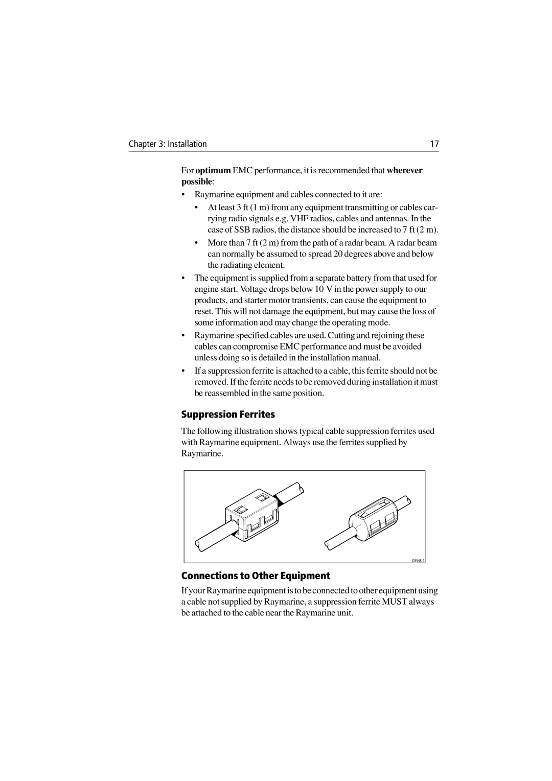 Raymarine ST60 Tridata manual Suppression Ferrites, Connections to Other Equipment 