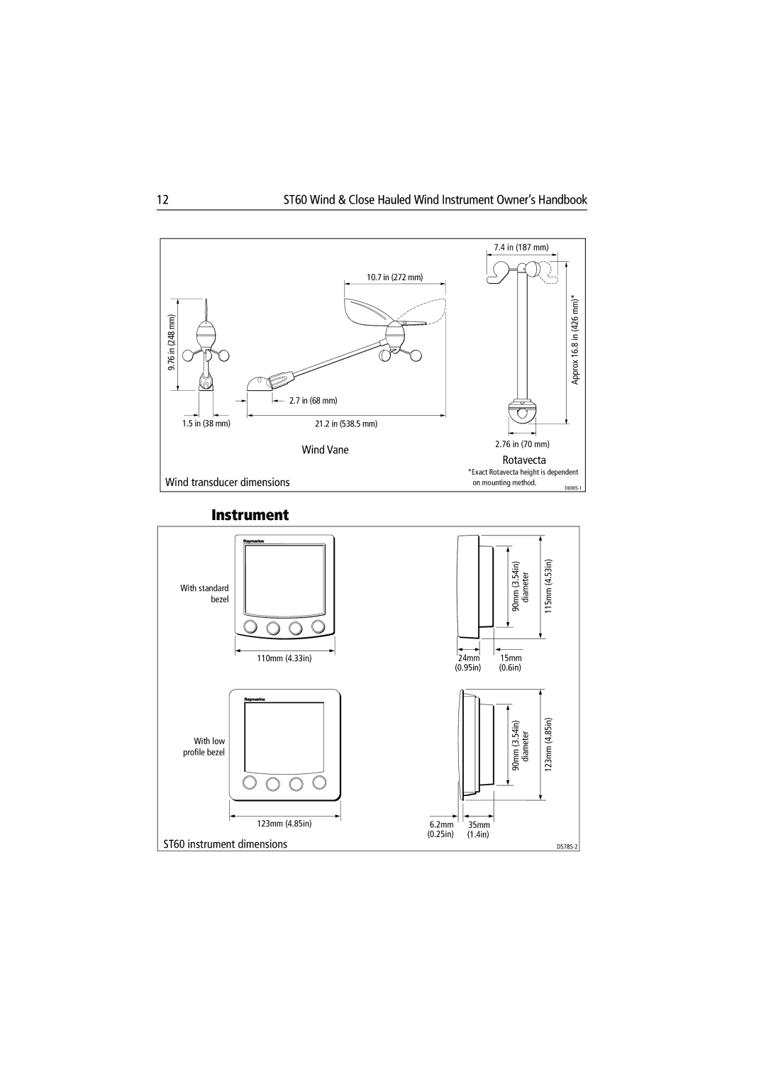 Raymarine ST60 manual Instrument 