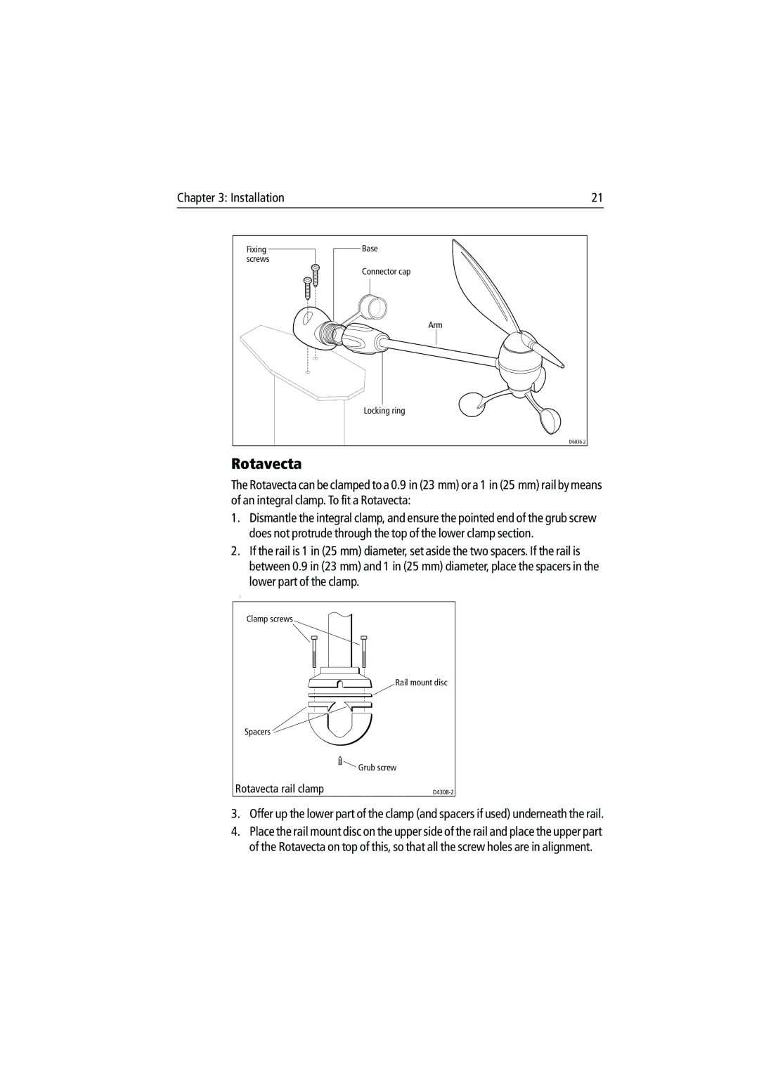 Raymarine ST60 manual Rotavecta, Lower part of the clamp 