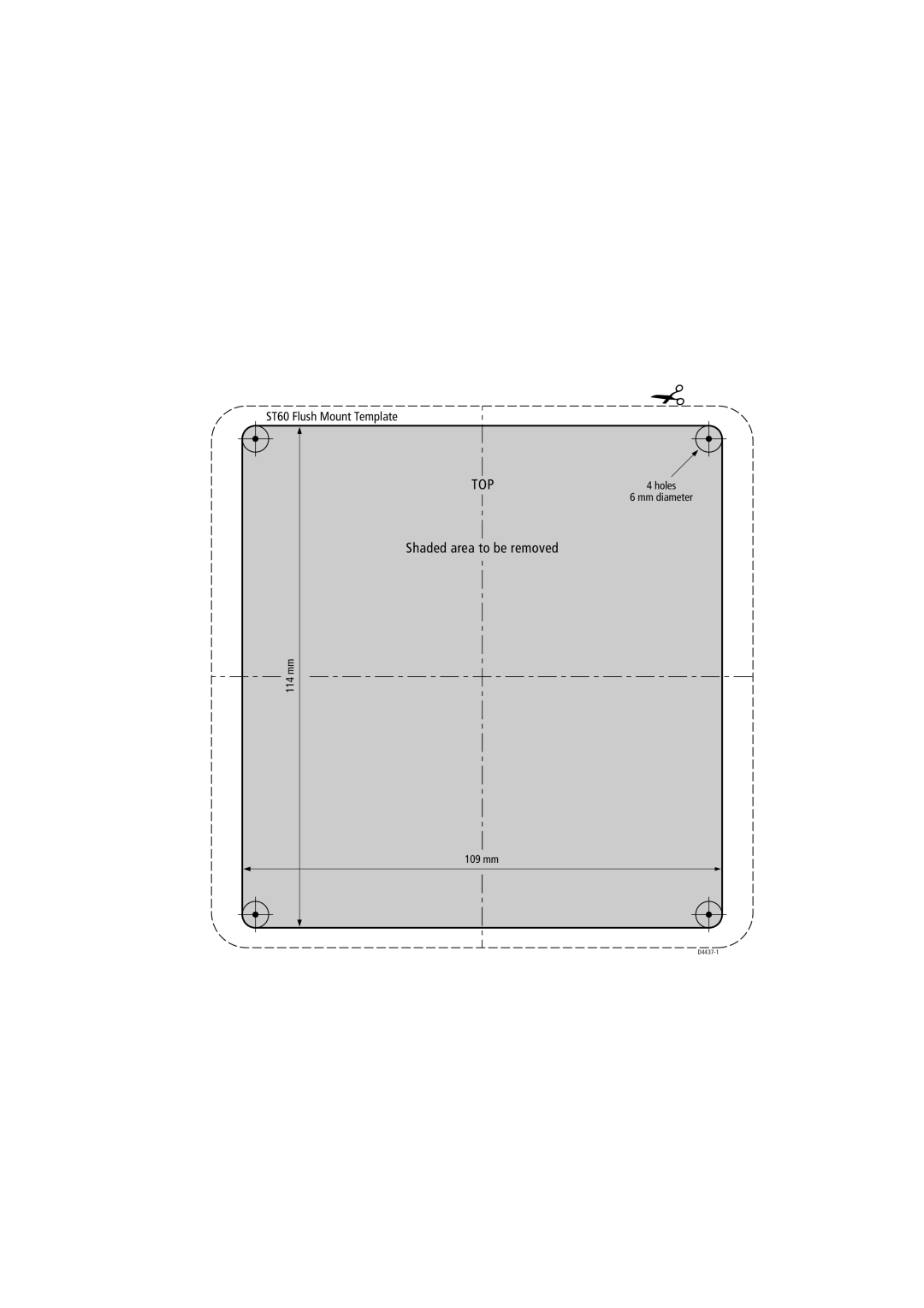 Raymarine ST60 manual Shaded area to be removed 