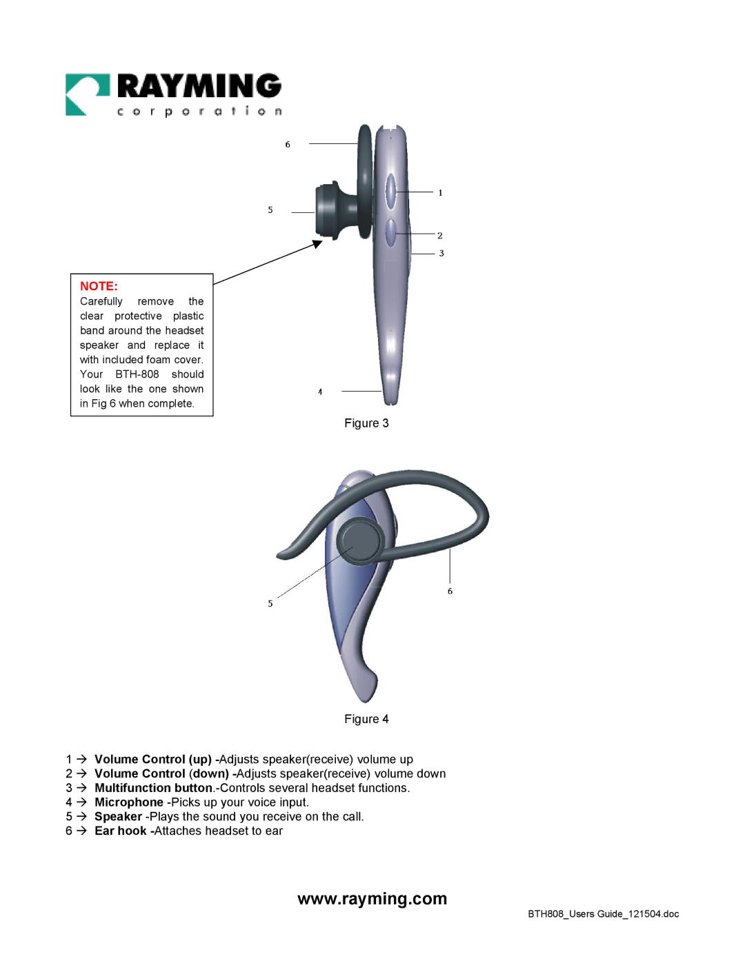 Rayming BTH-808 user manual BTH808Users Guide121504.doc 