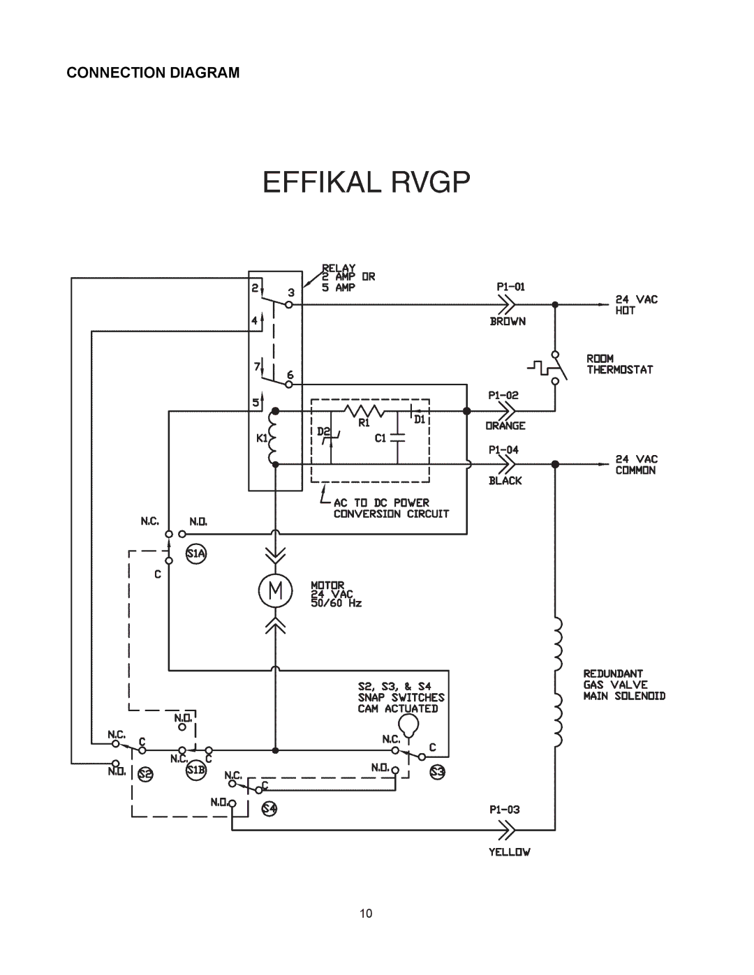 Raypak 0090B, 0030B, 0135B manual Connection Diagram 