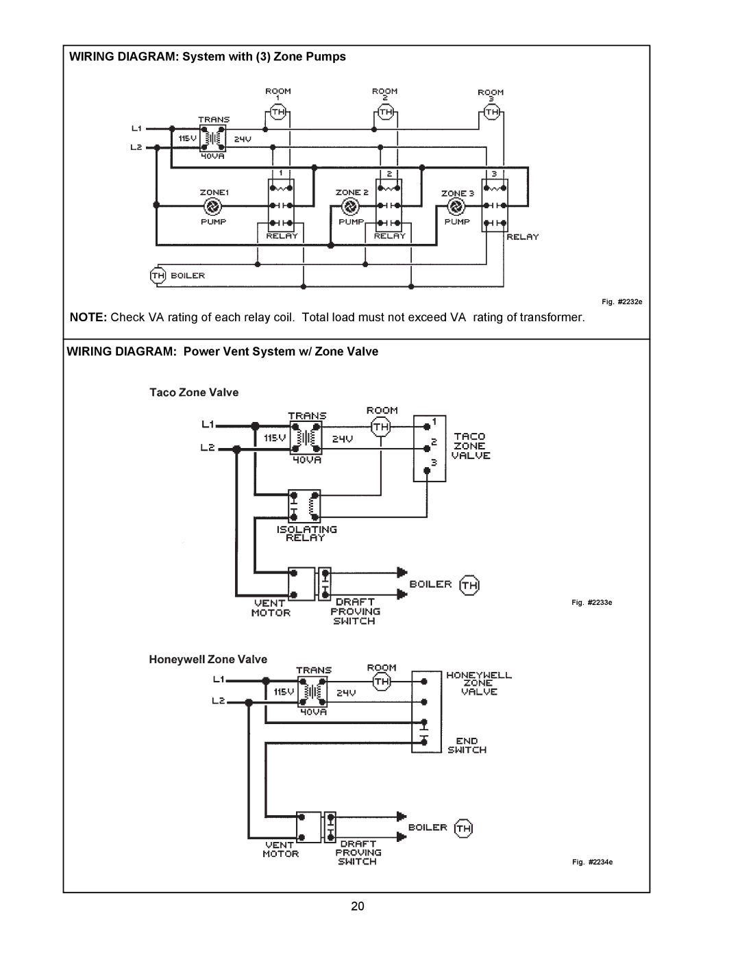 Raypak 0135B, 0030B, 0090B manual Wiring Diagram System with 3 Zone Pumps 