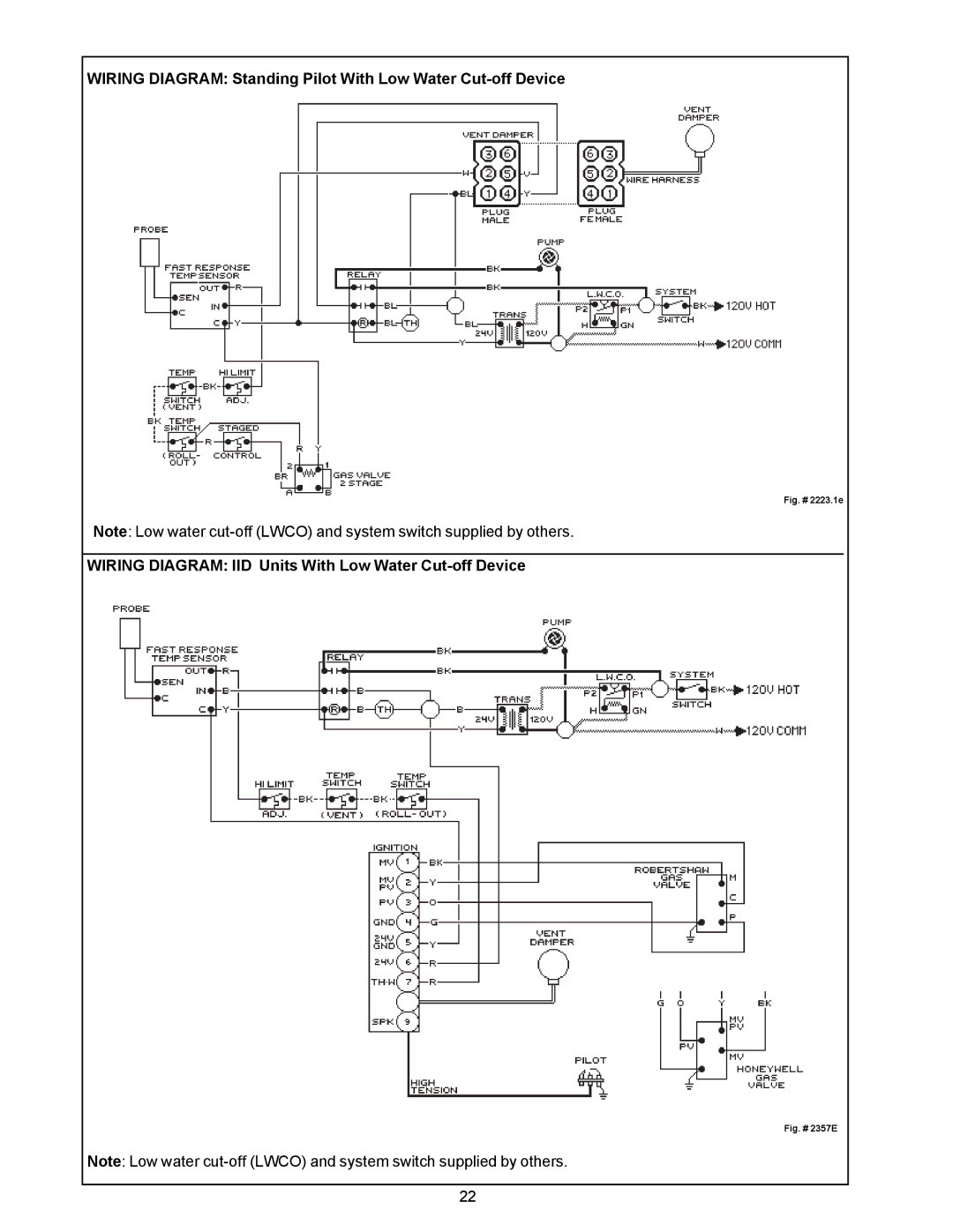 Raypak 0090B, 0030B, 0135B manual Wiring Diagram Standing Pilot With Low Water Cut-off Device 