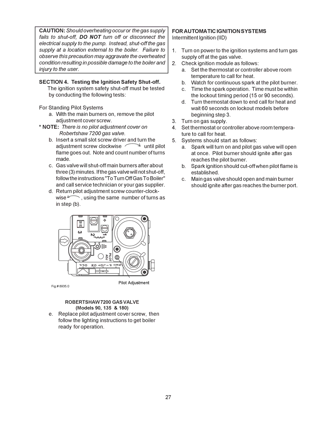 Raypak 0030B, 0090B, 0135B manual For Automatic Ignition Systems, Fig.# 