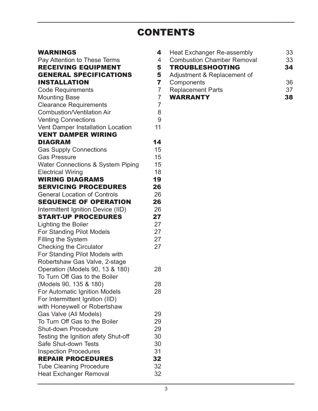 Raypak 0066B, 0180B, 0042B manual Contents 