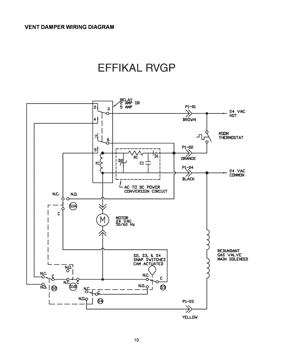 Raypak 0180B, 0066B, 0042B manual Vent Damper Wiring Diagram 