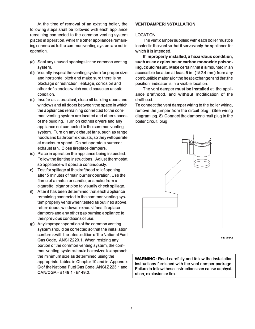 Raypak 0180B, 0066B, 0042B manual Vent Damper Installation 