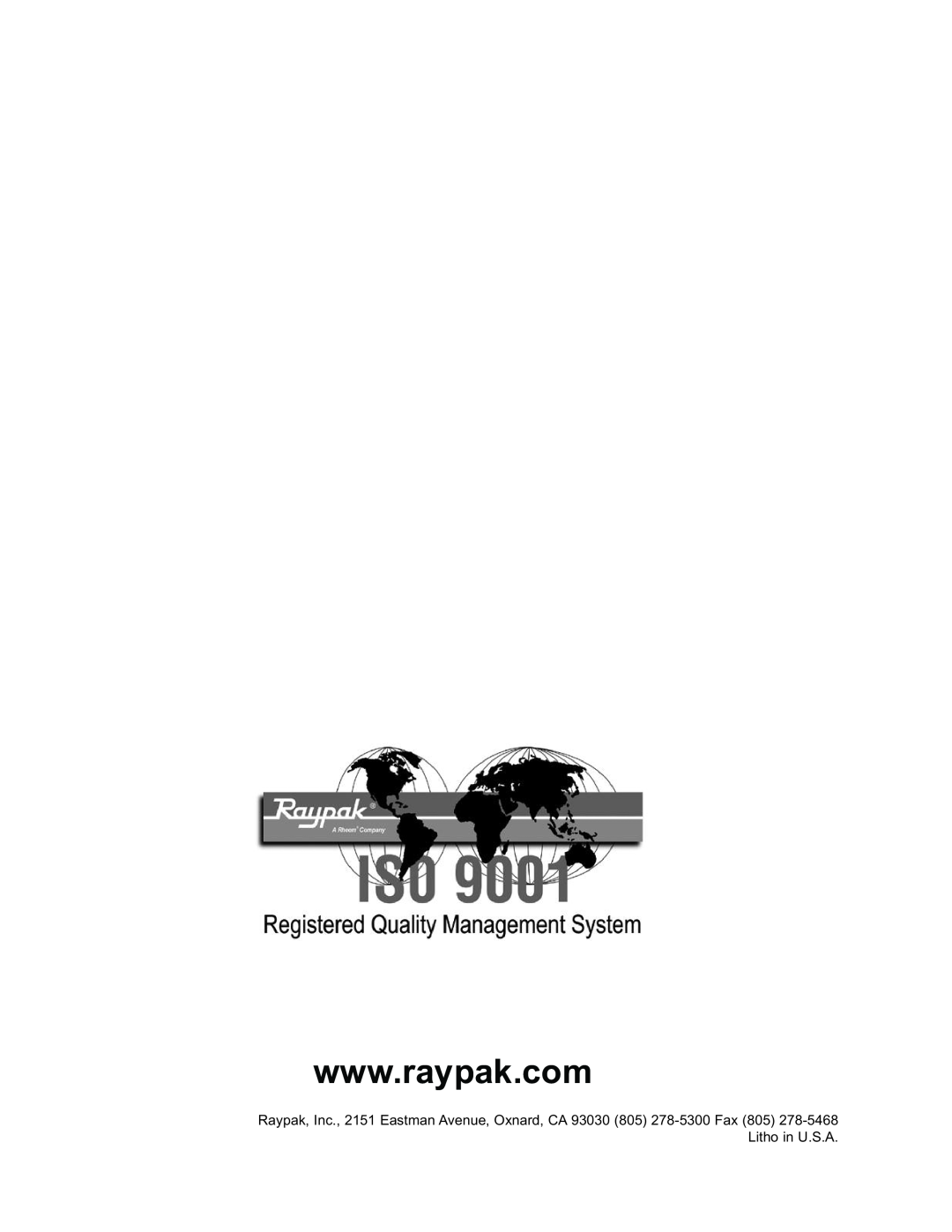 Raypak 0180B, 0066B, 0042B manual 