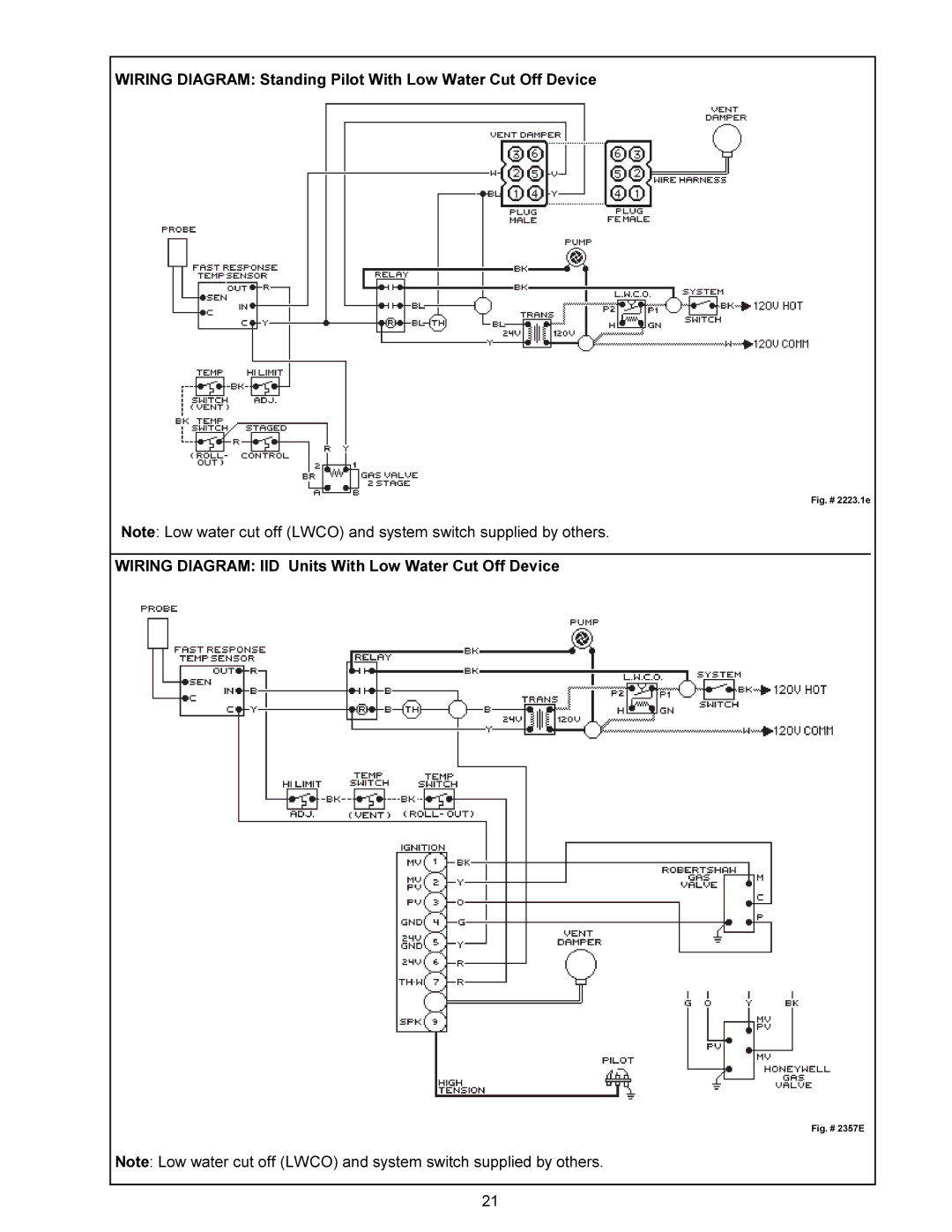 Raypak 0090B 0135B installation instructions Wiring Diagram Standing Pilot With Low Water Cut Off Device 