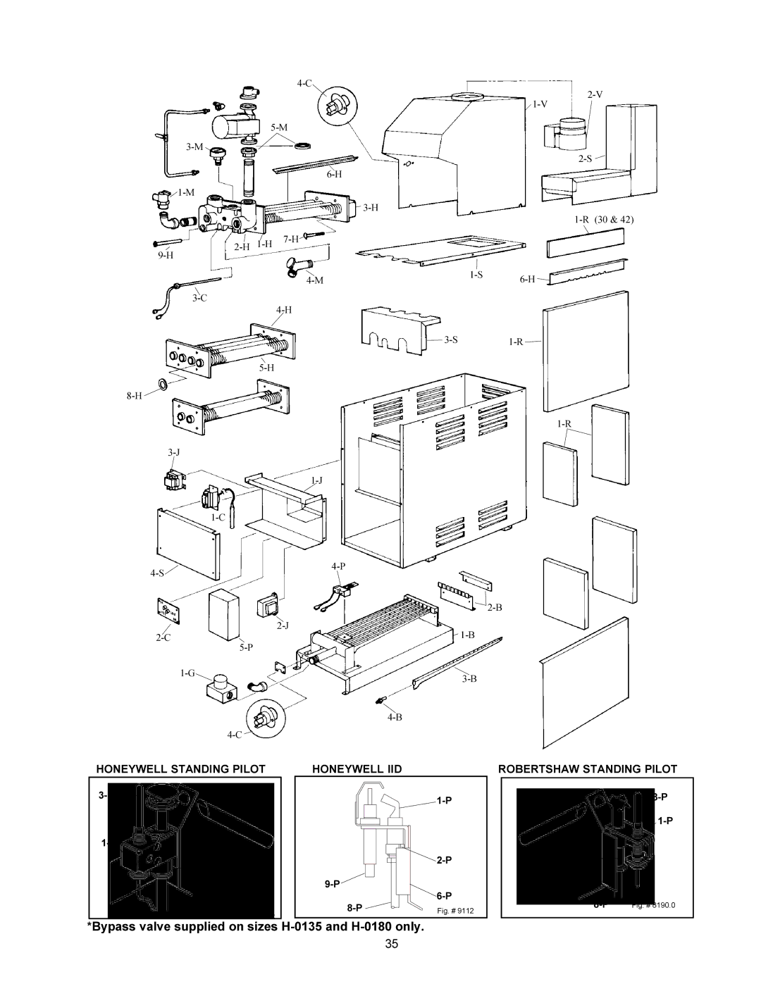 Raypak 0090B 0135B installation instructions Bypass valve supplied on sizes H-0135 and H-0180 only 