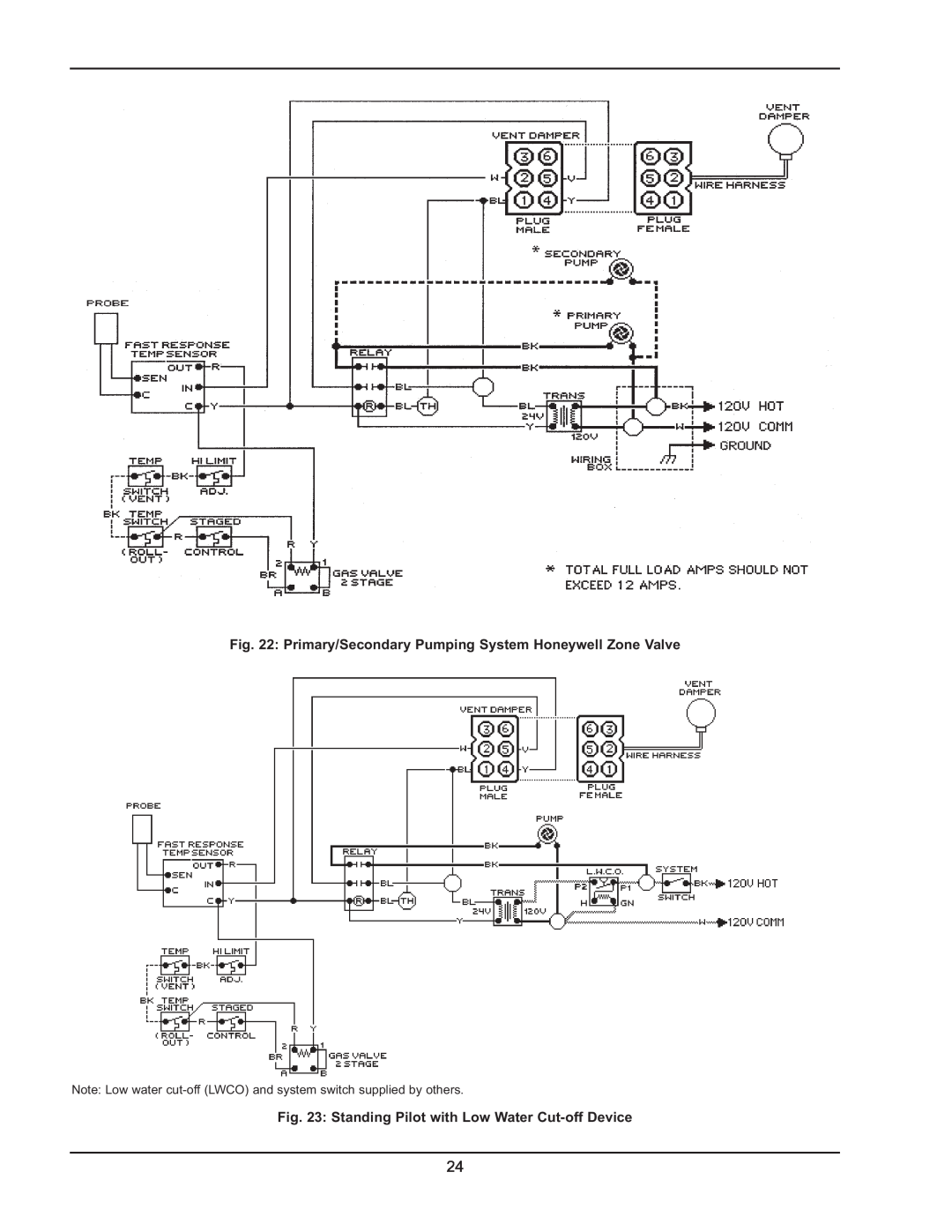 Raypak 0180B Type H manual Primary/Secondary Pumping System Honeywell Zone Valve 