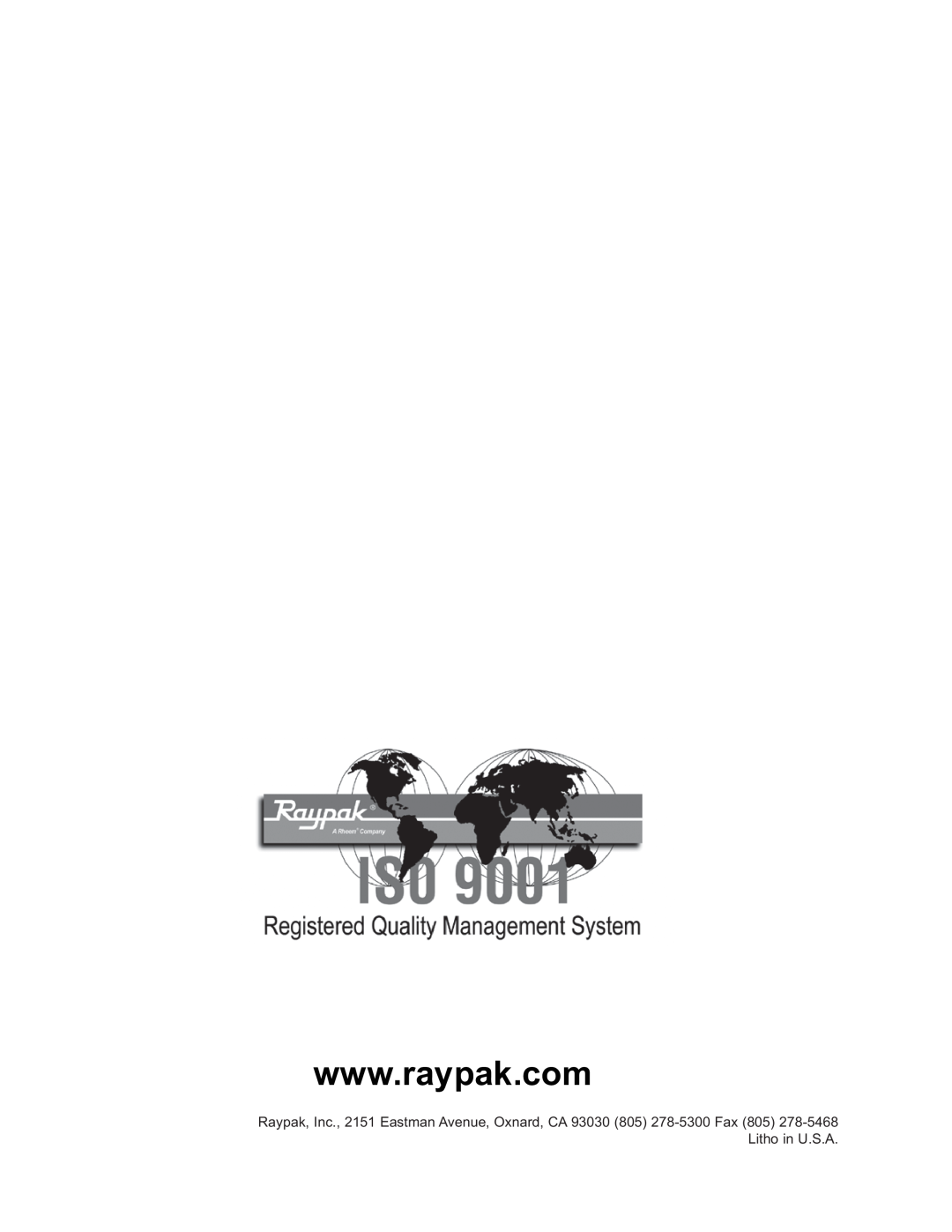 Raypak 0180B Type H manual 
