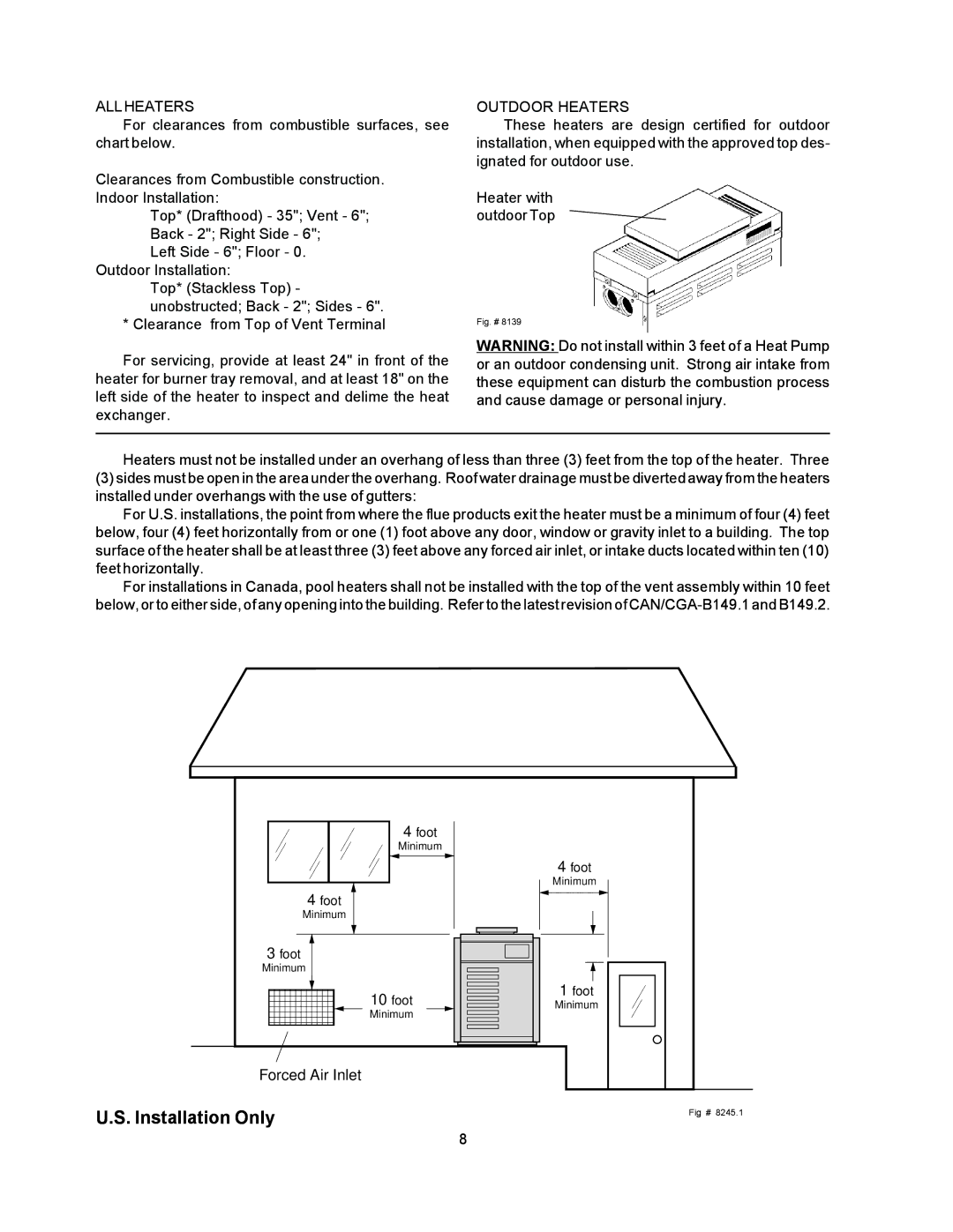 Raypak 055B installation instructions ALL Heaters, Outdoor Heaters 