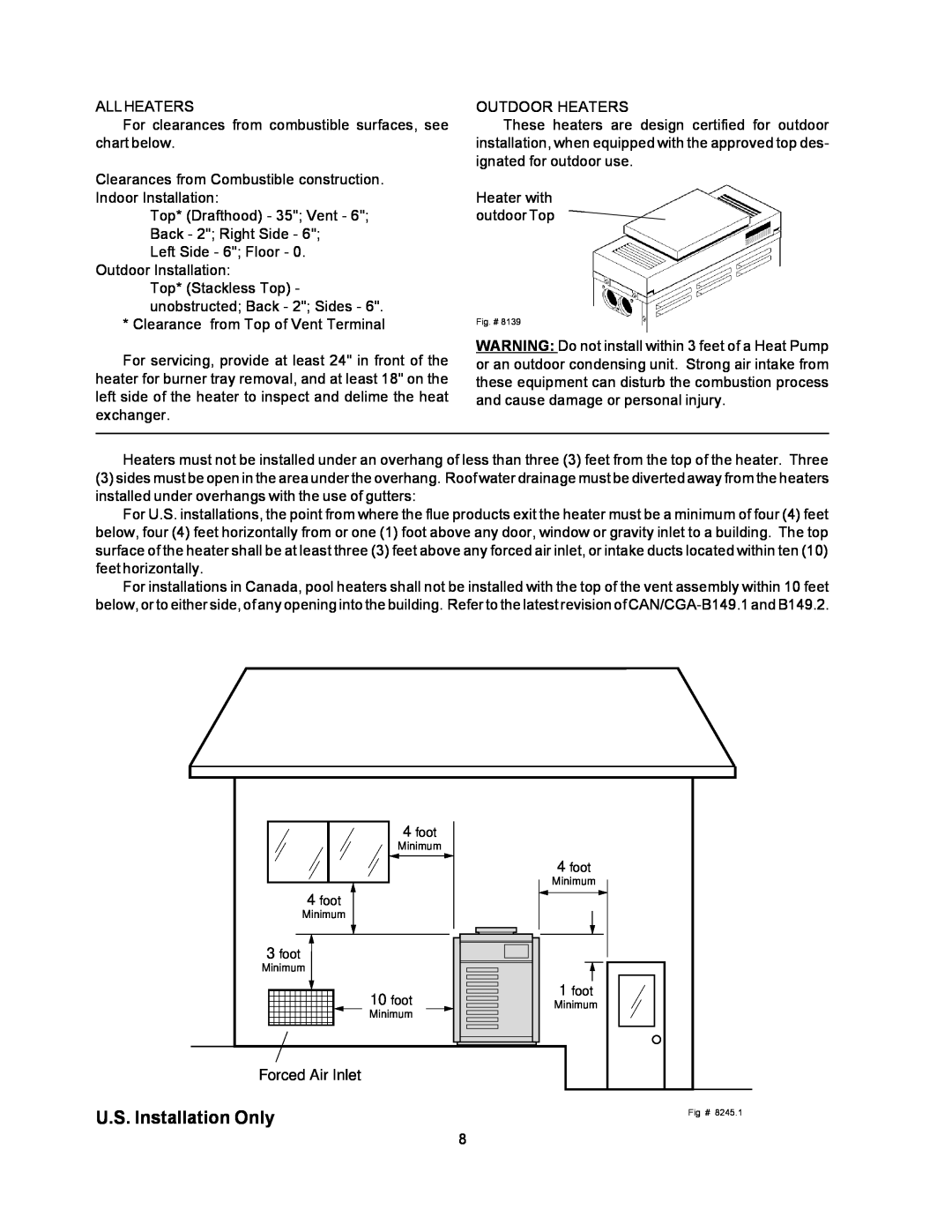 Raypak 055B installation instructions U.S. Installation Only 