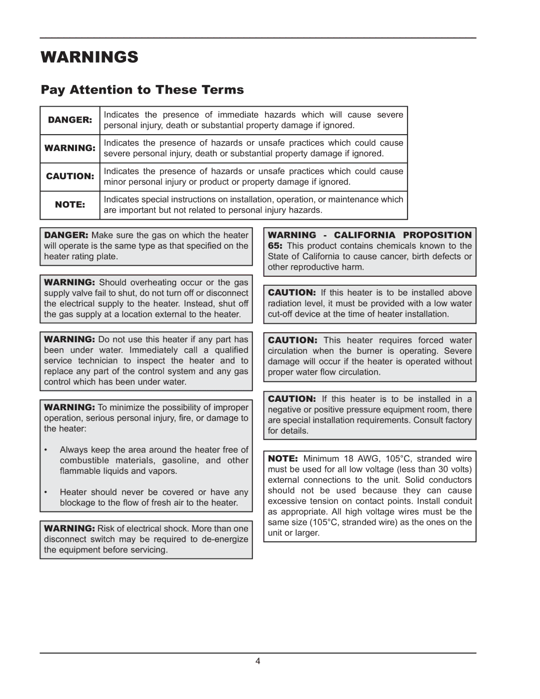 Raypak 1005 operating instructions Pay Attention to These Terms 