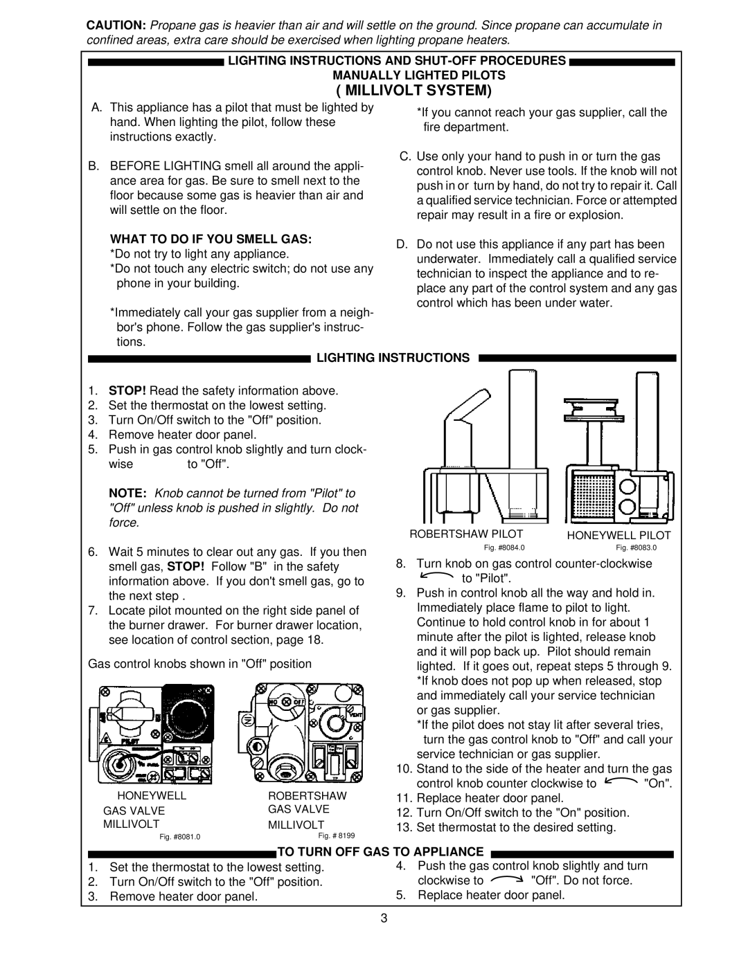 Raypak 105B installation instructions Millivolt System, Lighting Instructions, To Turn OFF GAS to Appliance 