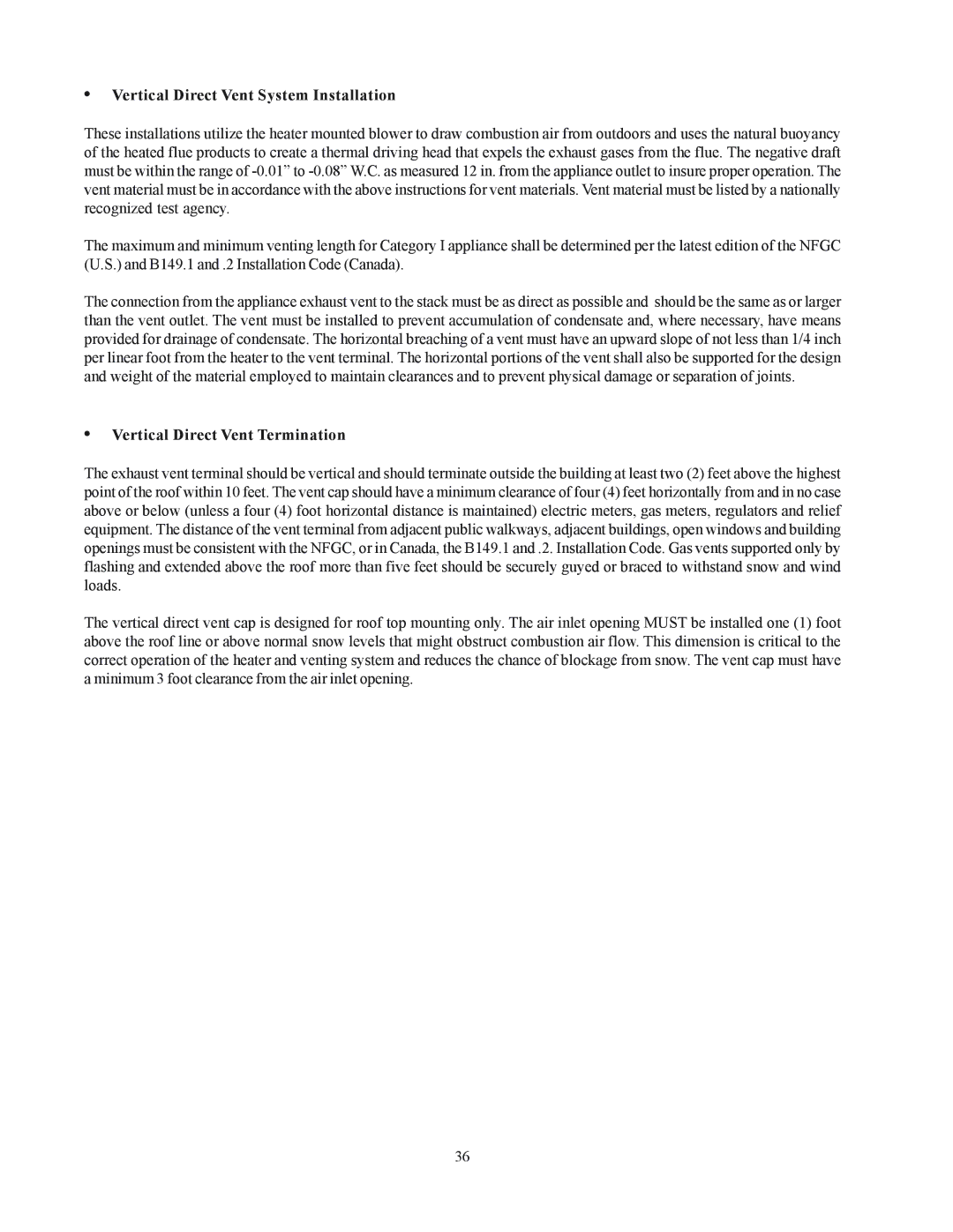 Raypak 122-322 installation instructions Vertical Direct Vent System Installation, Vertical Direct Vent Termination 