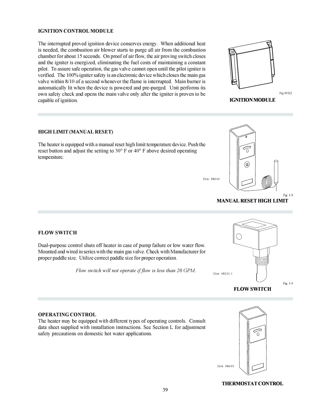 Raypak 122-322 Ignition Control Module, Ignitionmodule High Limit Manual Reset, Manual Reset High Limit Flow Switch 