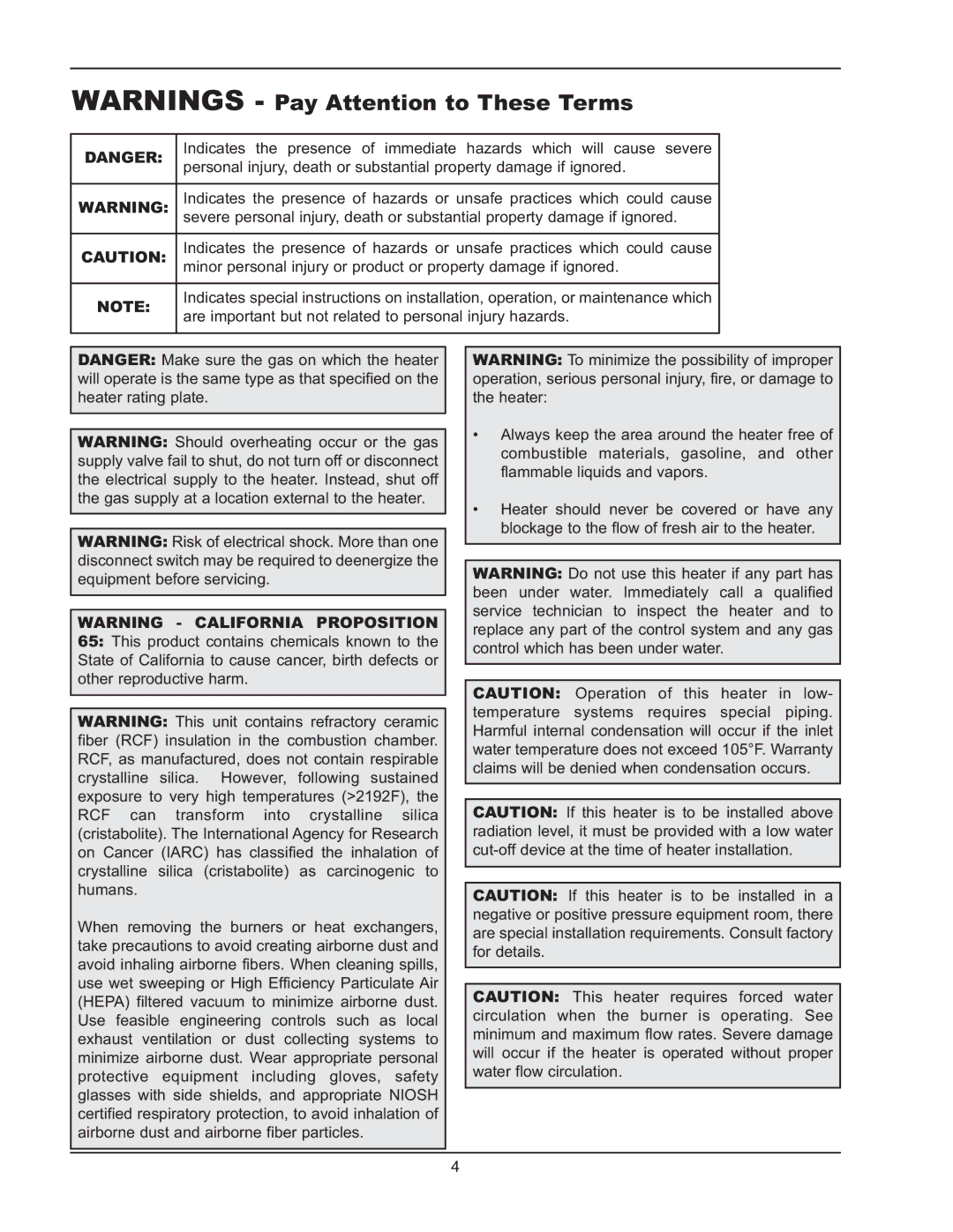 Raypak 122-322 manual Are important but not related to personal injury hazards 