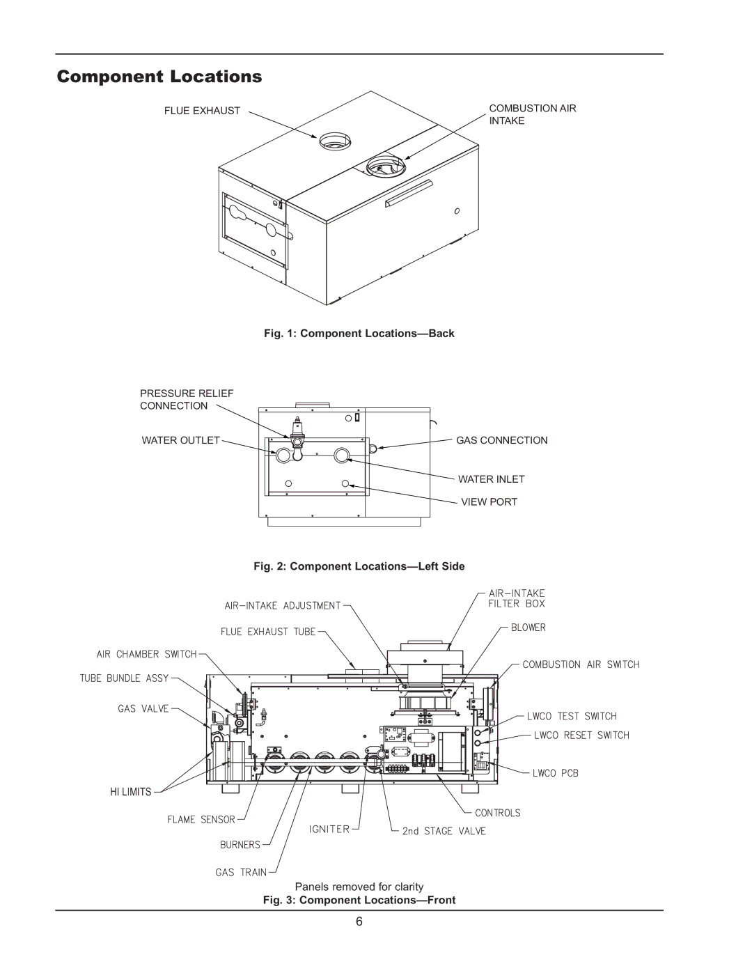 Raypak 122-322 manual Component Locations-Back 