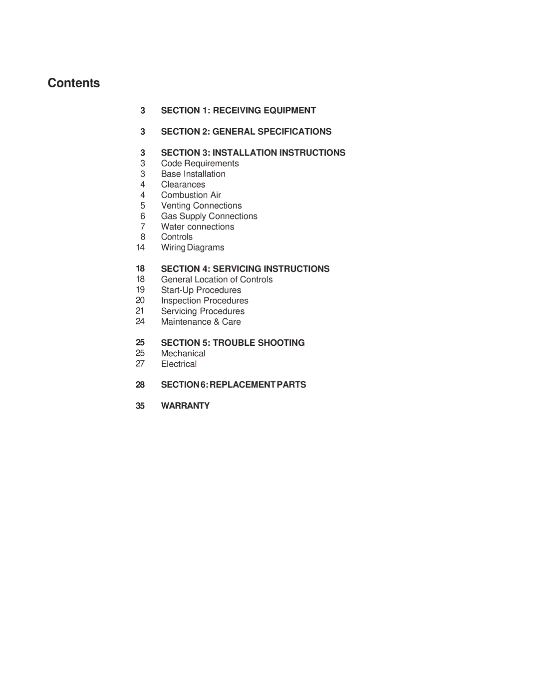 Raypak P926, P1826, P2100, P4001, 1287-1758, 2100-4001, P-926, P-1826, P-2100, P-4001 manual Contents 