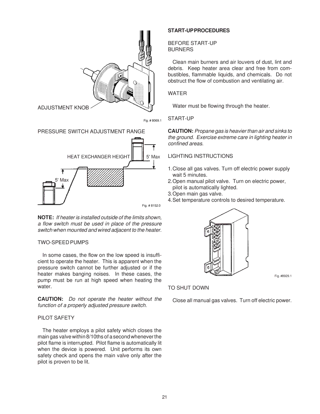 Raypak 1287-1758, 2100-4001, P-926, P-1826, P-2100, P-4001, P926, P1826, P2100, P4001 manual Start-Upprocedures 