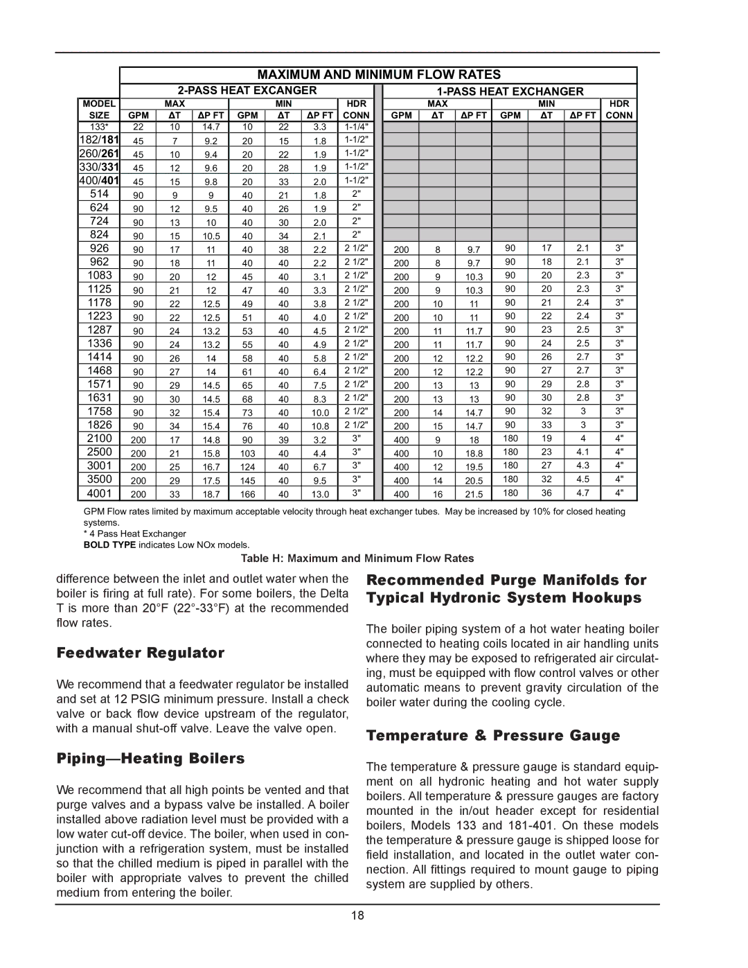 Raypak 133-4001 manual Recommended Purge Manifolds for, Typical Hydronic System Hookups, Feedwater Regulator 