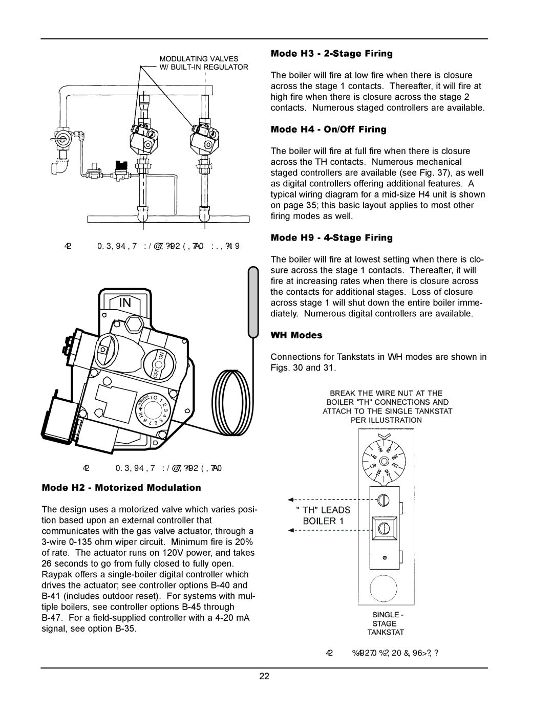 Raypak 133-4001 manual Mode H2 Motorized Modulation, Mode H3 2-Stage Firing, Mode H4 On/Off Firing, Mode H9 4-Stage Firing 