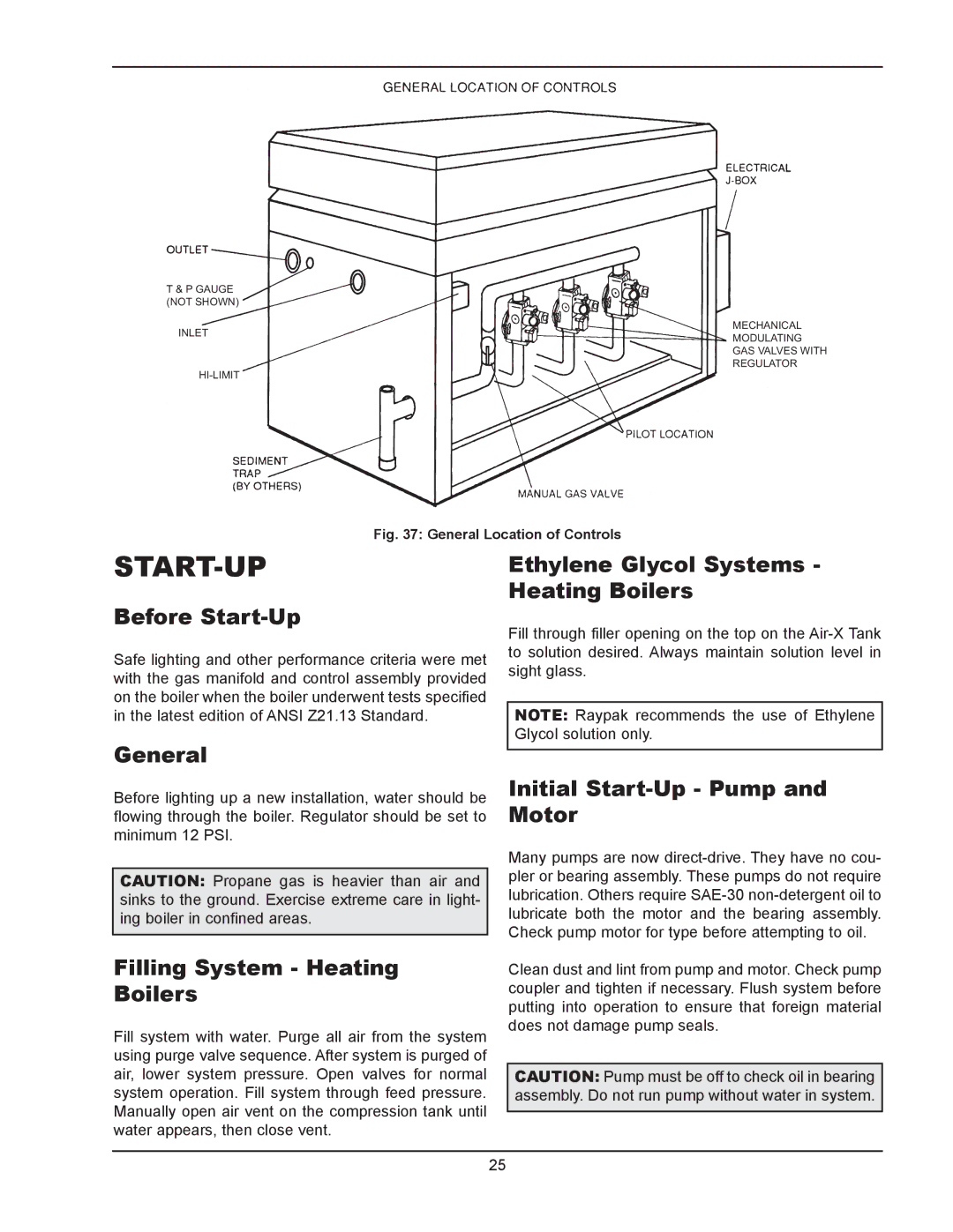 Raypak 133-4001 manual Start-Up 