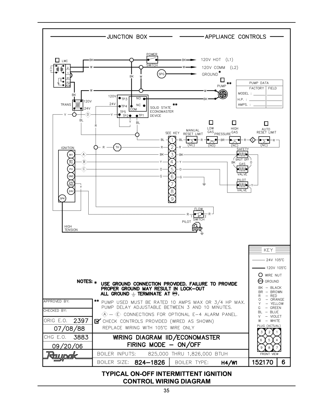 Raypak 133-4001 manual Typical On-Offintermittent Ignition, Control Wiring Diagram 