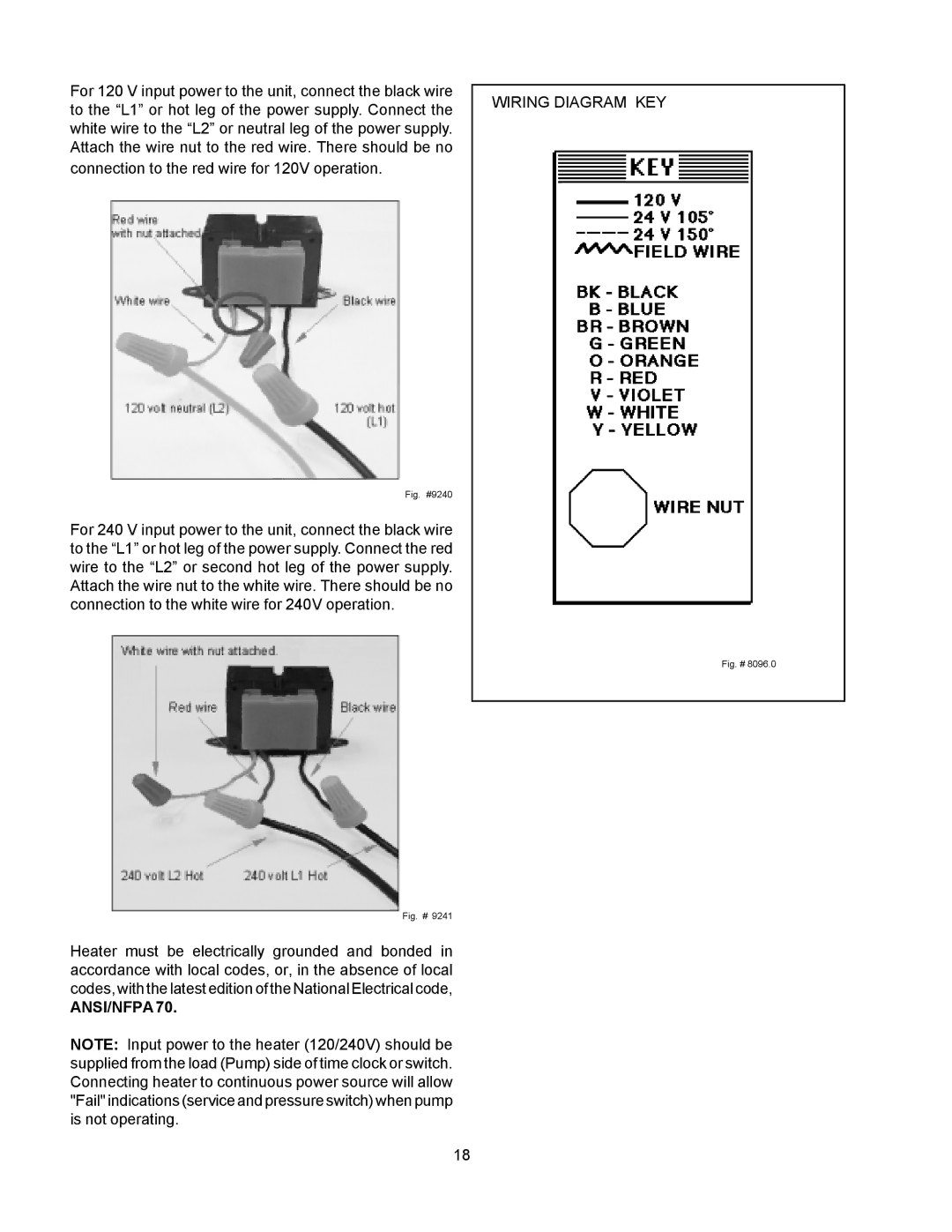 Raypak 155C installation instructions Ansi/Nfpa, Wiring Diagram KEY 