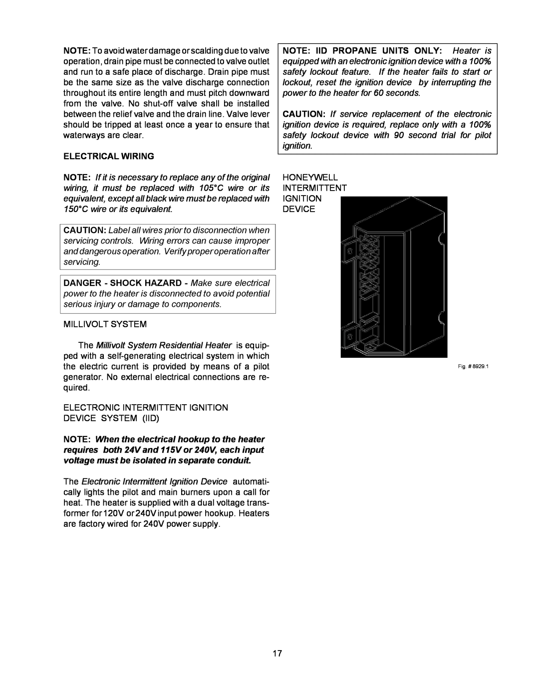 Raypak 155C installation instructions Electrical Wiring 