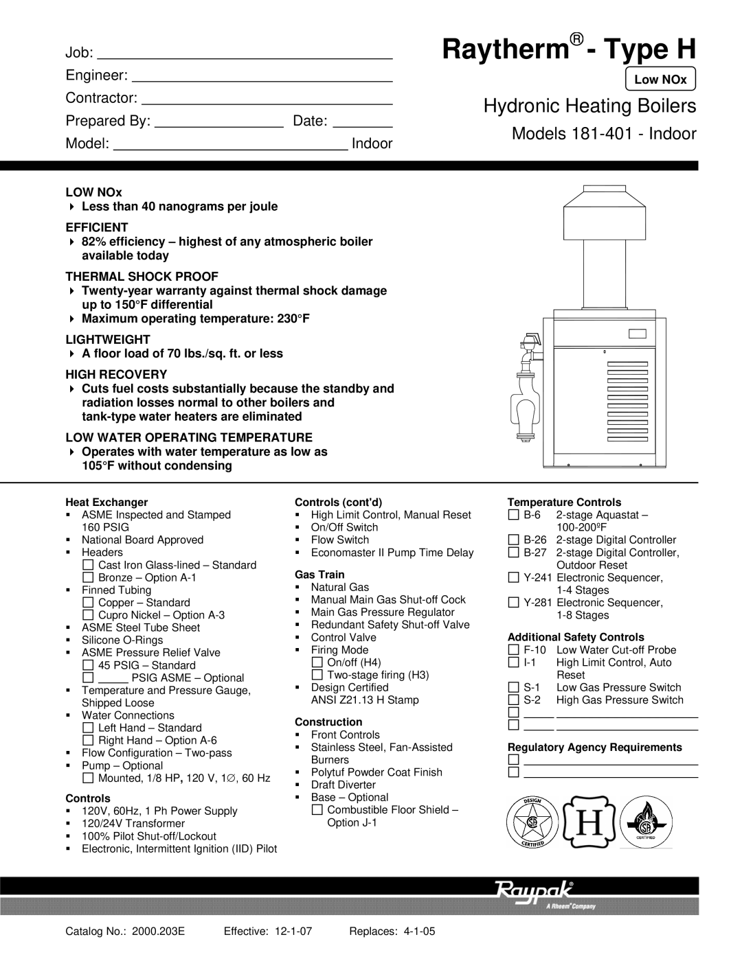 Raypak 181-401 warranty Efficient, Thermal Shock Proof, Lightweight, High Recovery 