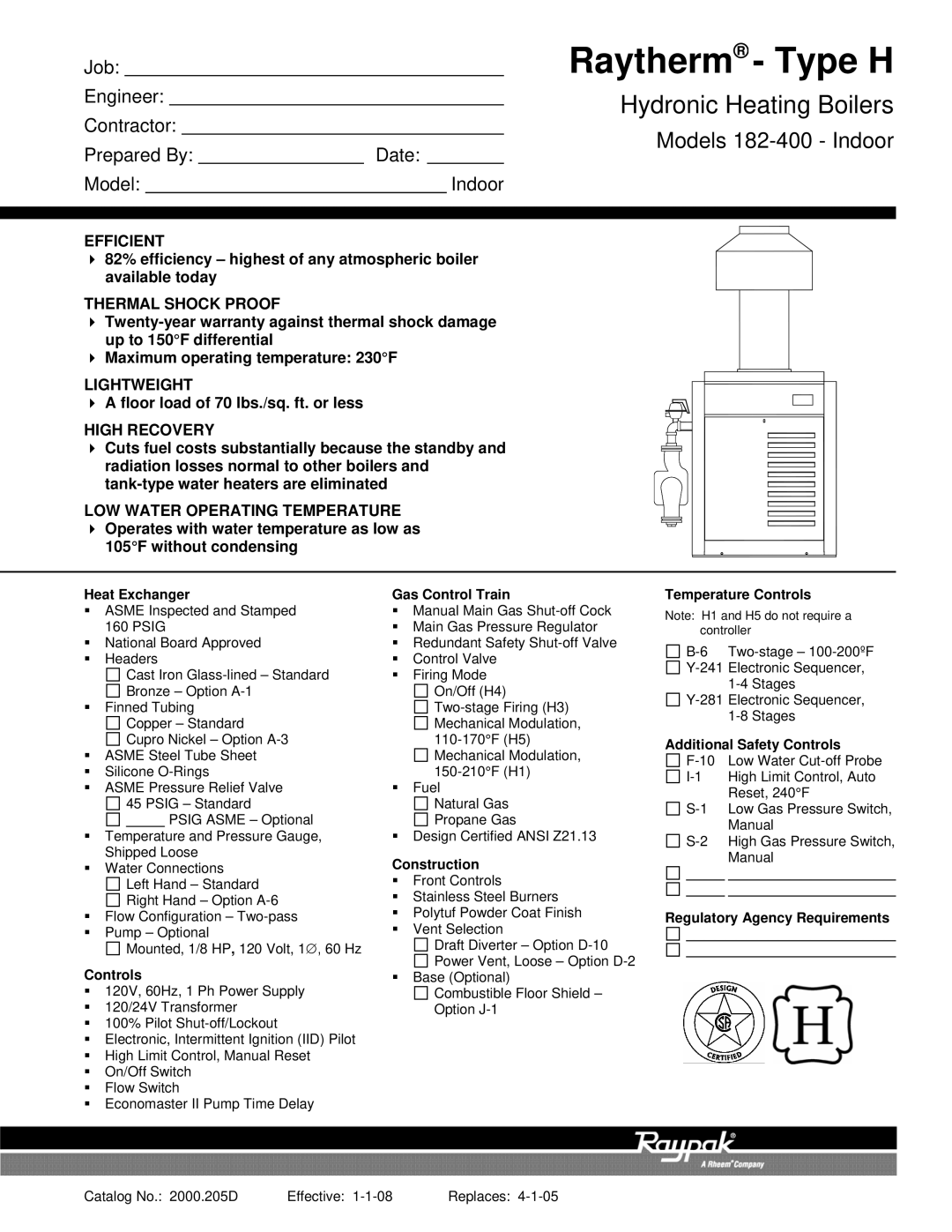 Raypak 182-400 warranty Efficient, Thermal Shock Proof, Lightweight, High Recovery 