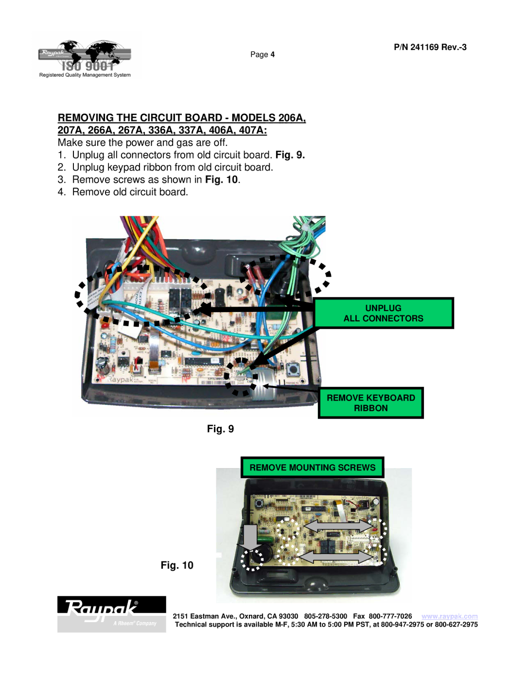 Raypak 185A manual 241169 Rev.-3 