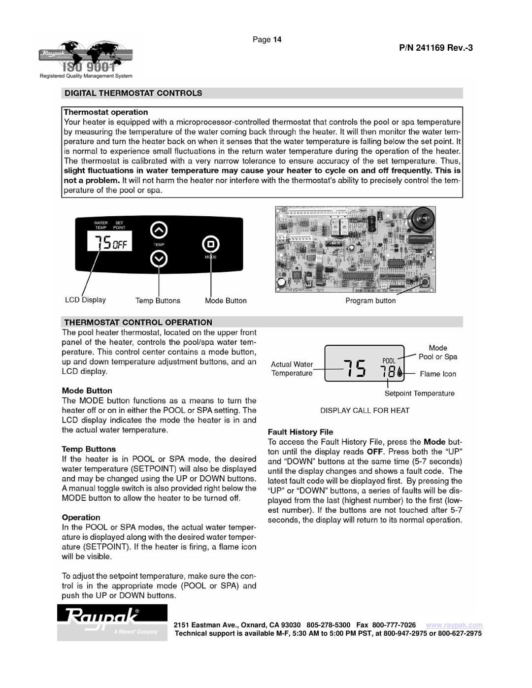 Raypak 185A manual P/N 241169 Rev.-3, Page 