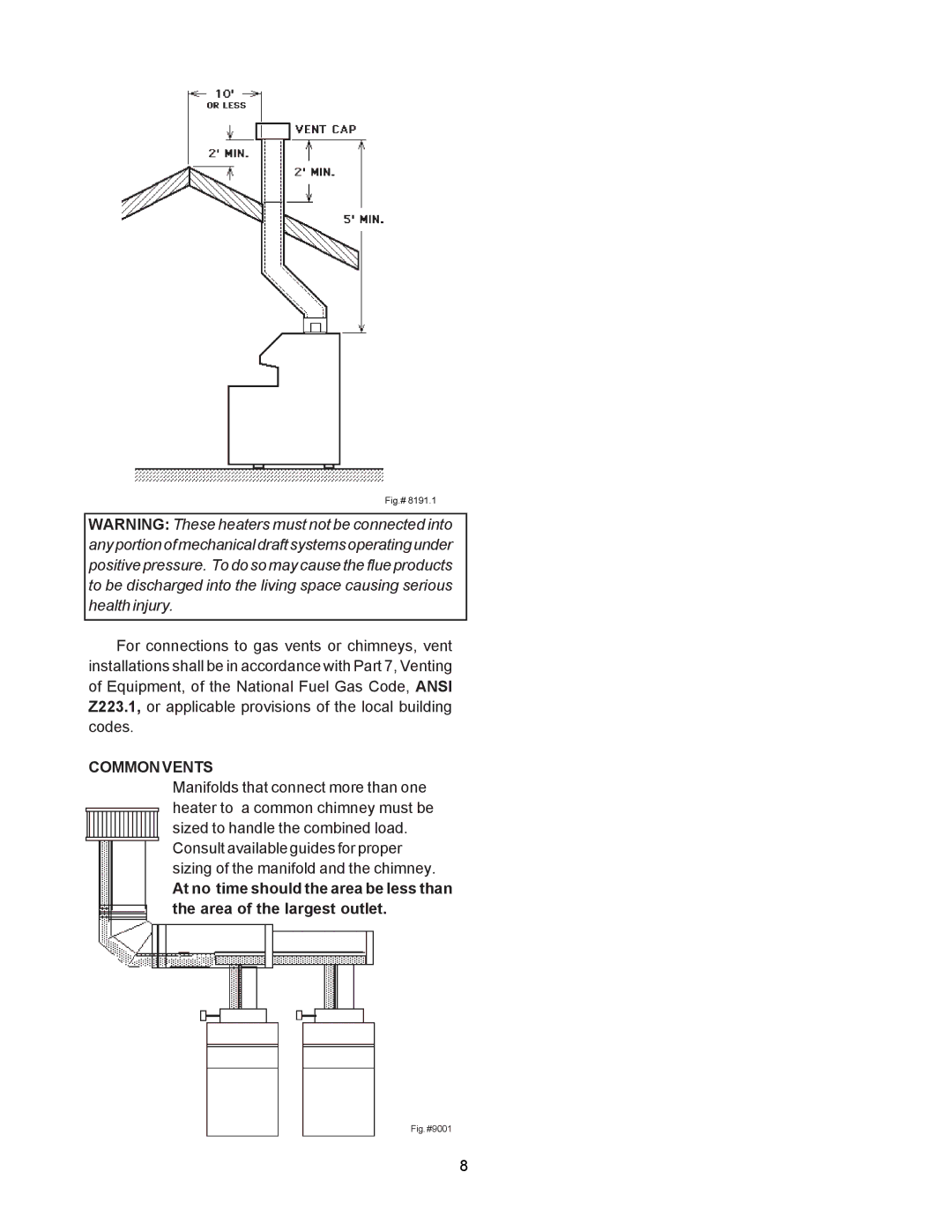 Raypak 090A, 195A, 135A manual Common Vents, Fig.# 