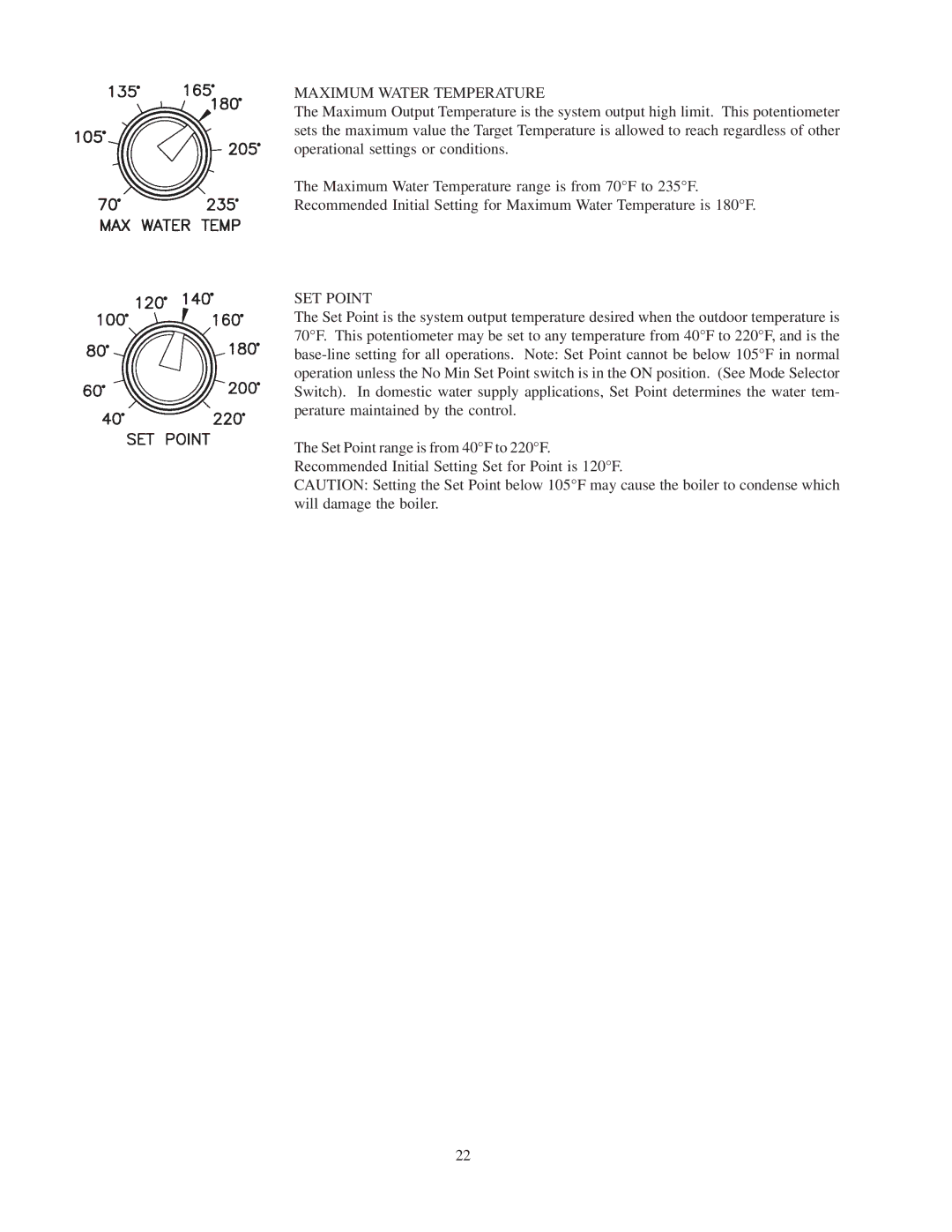 Raypak 240692 manual Maximum Water Temperature, SET Point 