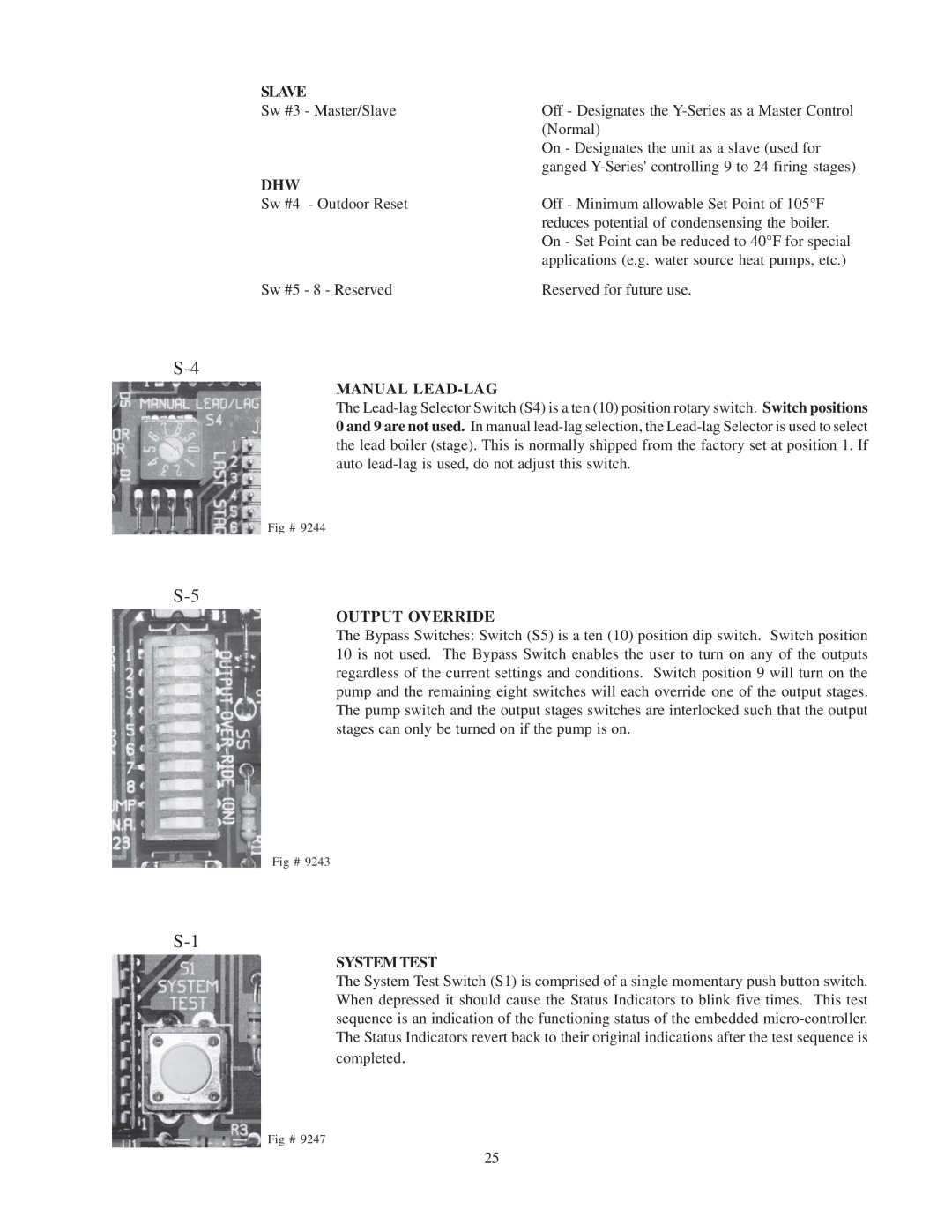 Raypak 240692 manual Slave, Dhw, Manual LEAD-LAG, Output Override, System Test 