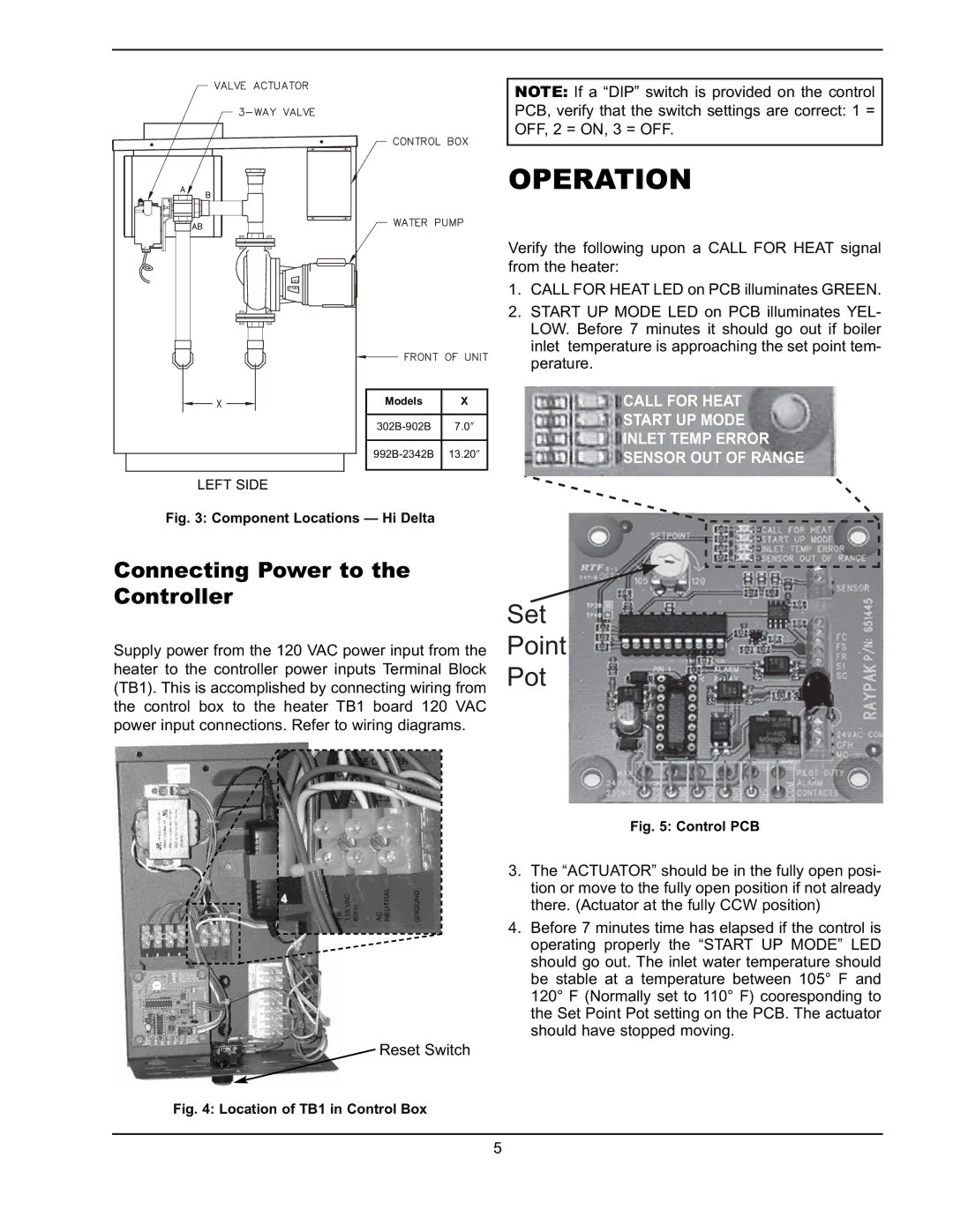 Raypak 241275 manual Operation, Connecting Power to the Controller 