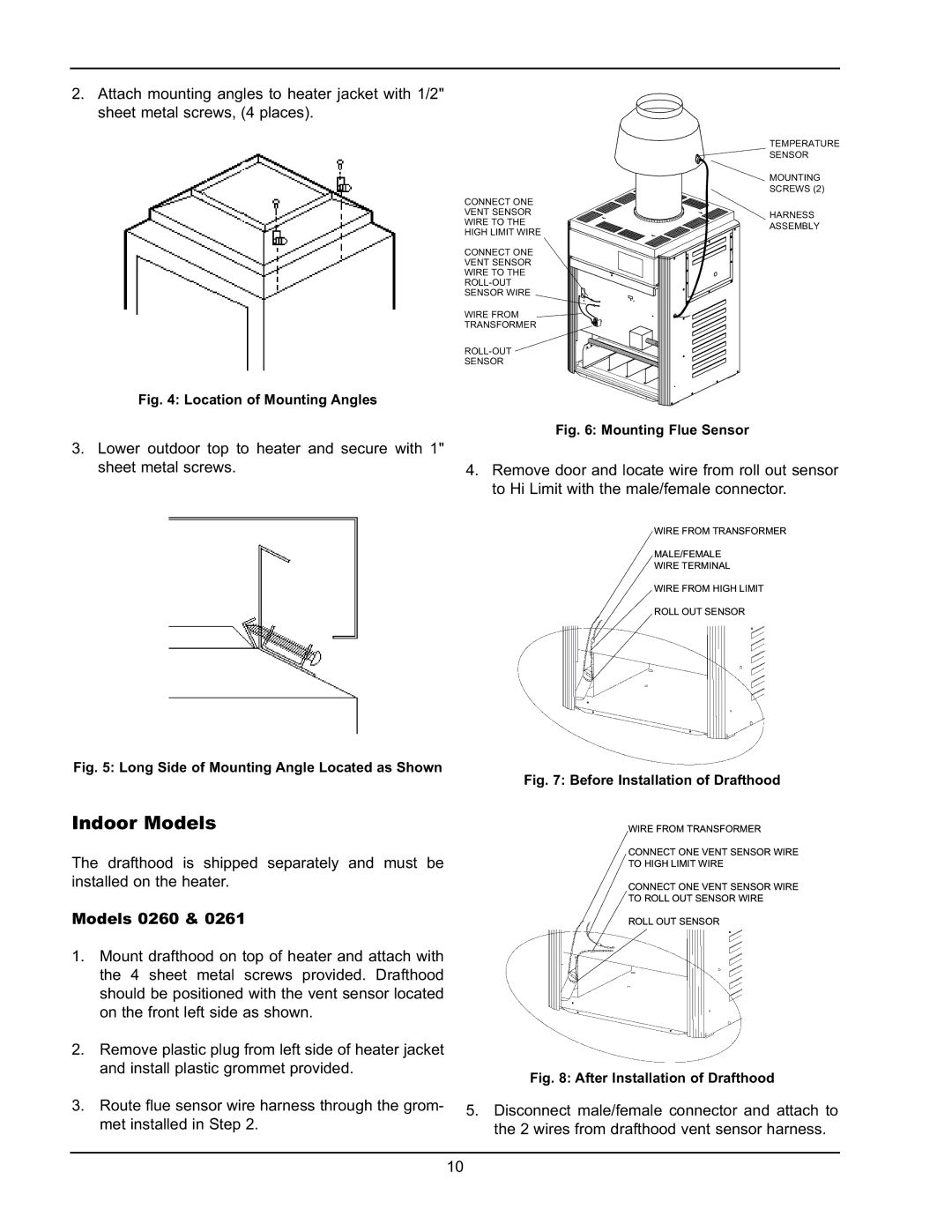 Raypak 2600401 operating instructions Indoor Models, Models 0260 