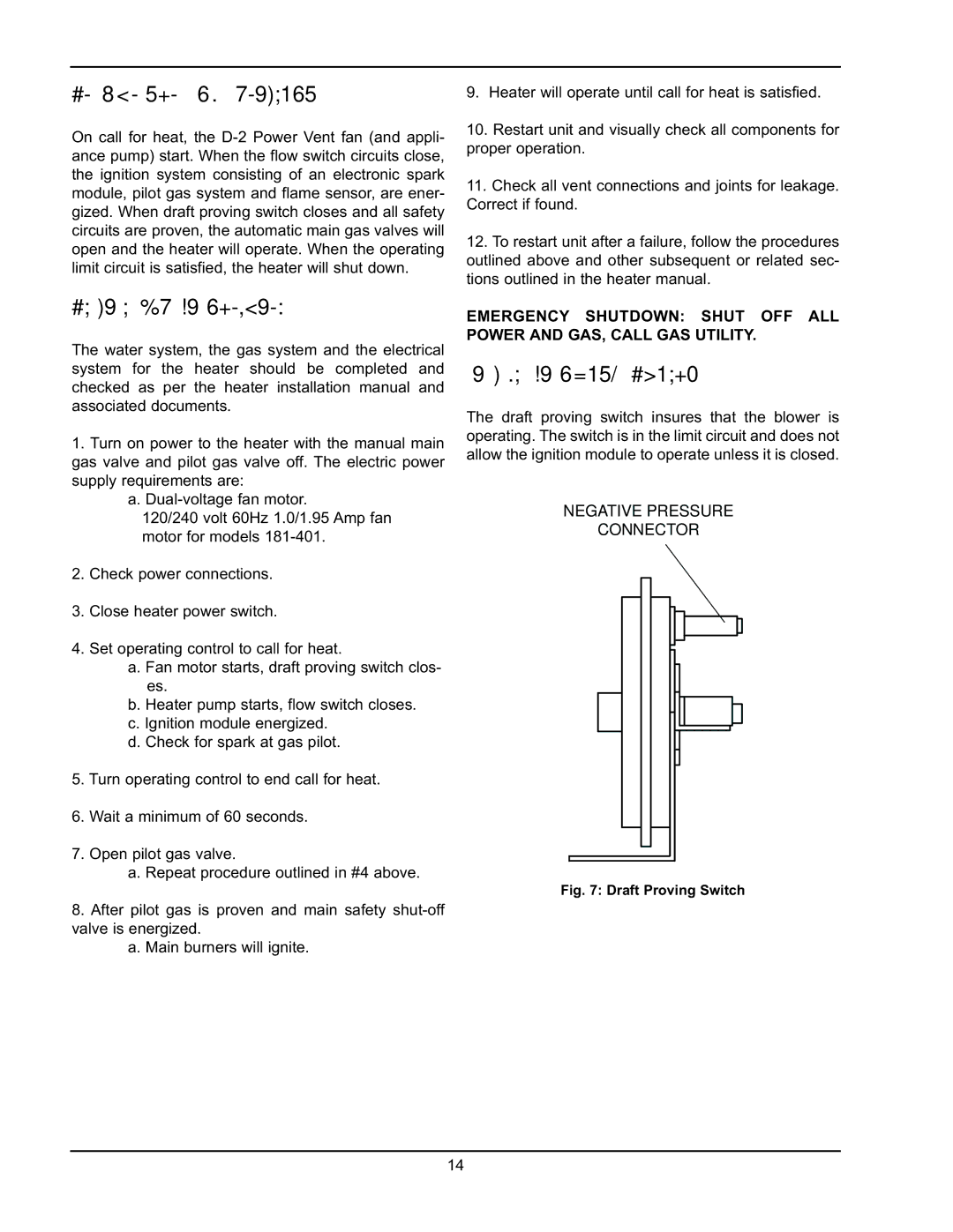 Raypak 400/401, 260/261, 181/182, 330/331 manual Sequence of Operation, Start Up Procedures, Draft Proving Switch 