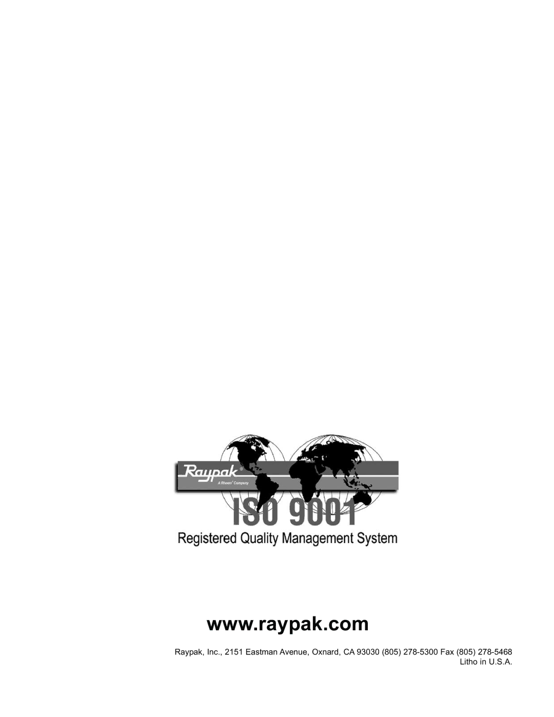 Raypak 260/261, 181/182, 400/401, 330/331 manual 