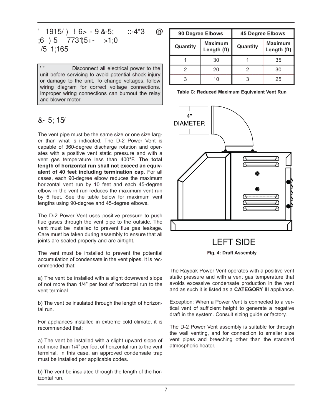 Raypak 330/331, 260/261, 181/182, 400/401 manual Left Side 