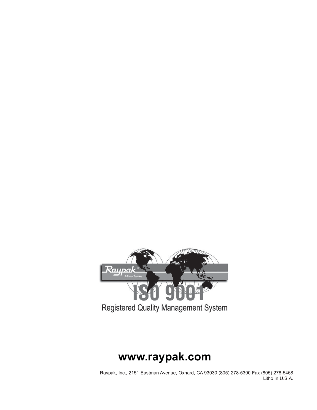 Raypak 260/261, 181/182, 400/401, 330/331 manual 