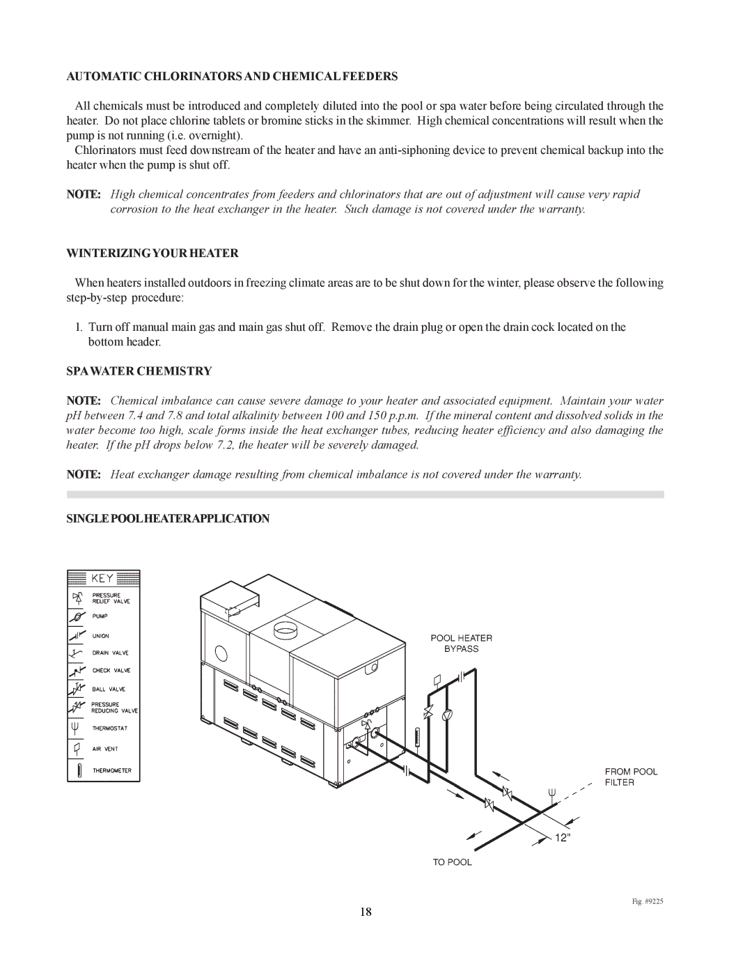 Raypak 302-902 manual Automatic Chlorinators and Chemicalfeeders, Winterizingyour Heater 